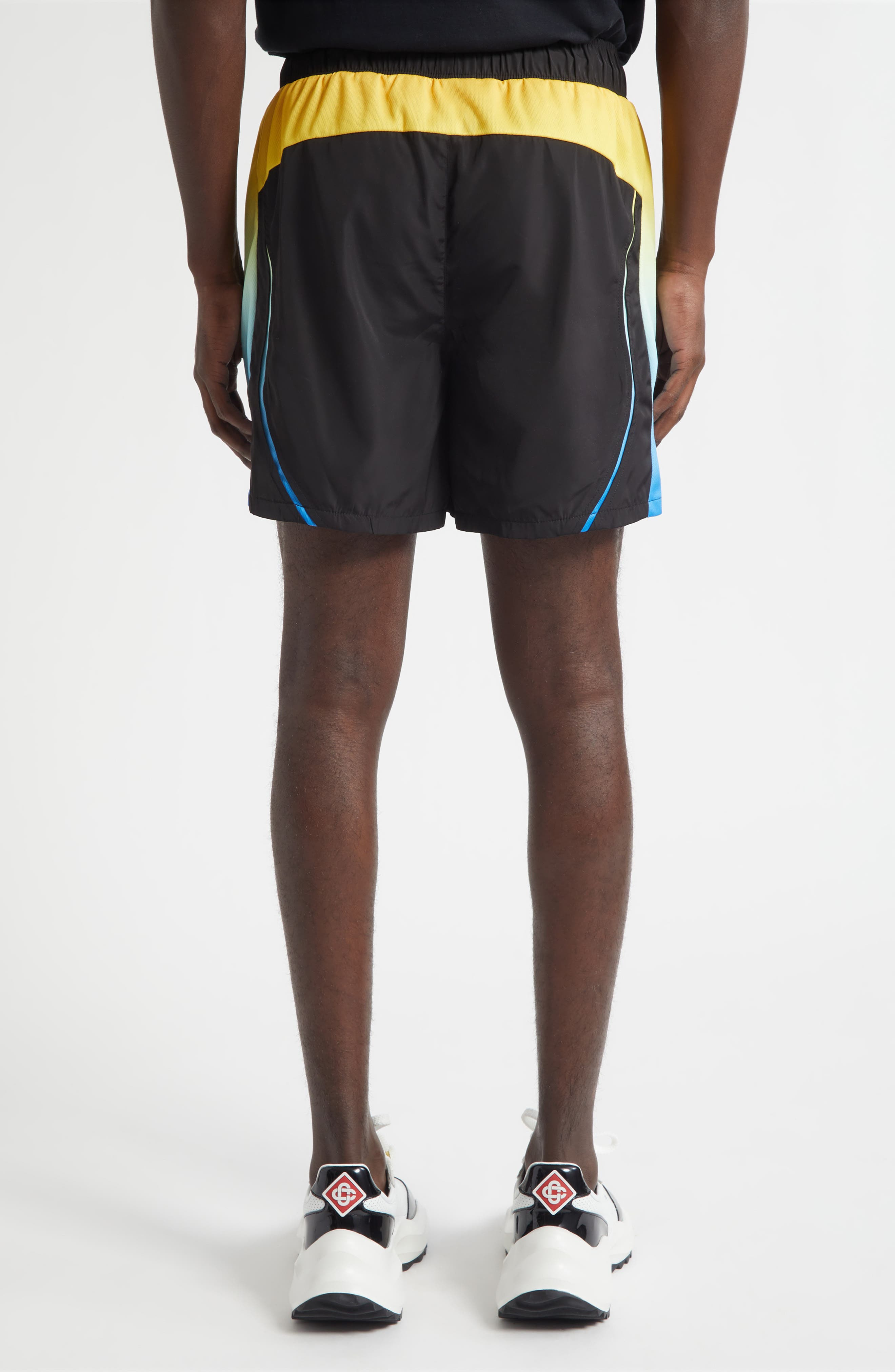 Casablanca Football Windbreaker Shorts in Birdseye Msh Blk Grdnt at Nordstrom - 3