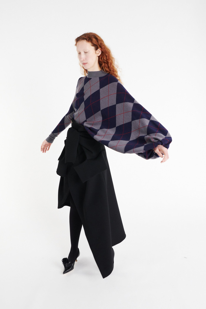 ARGYLE KNITTED TOP NAVY GREY 7