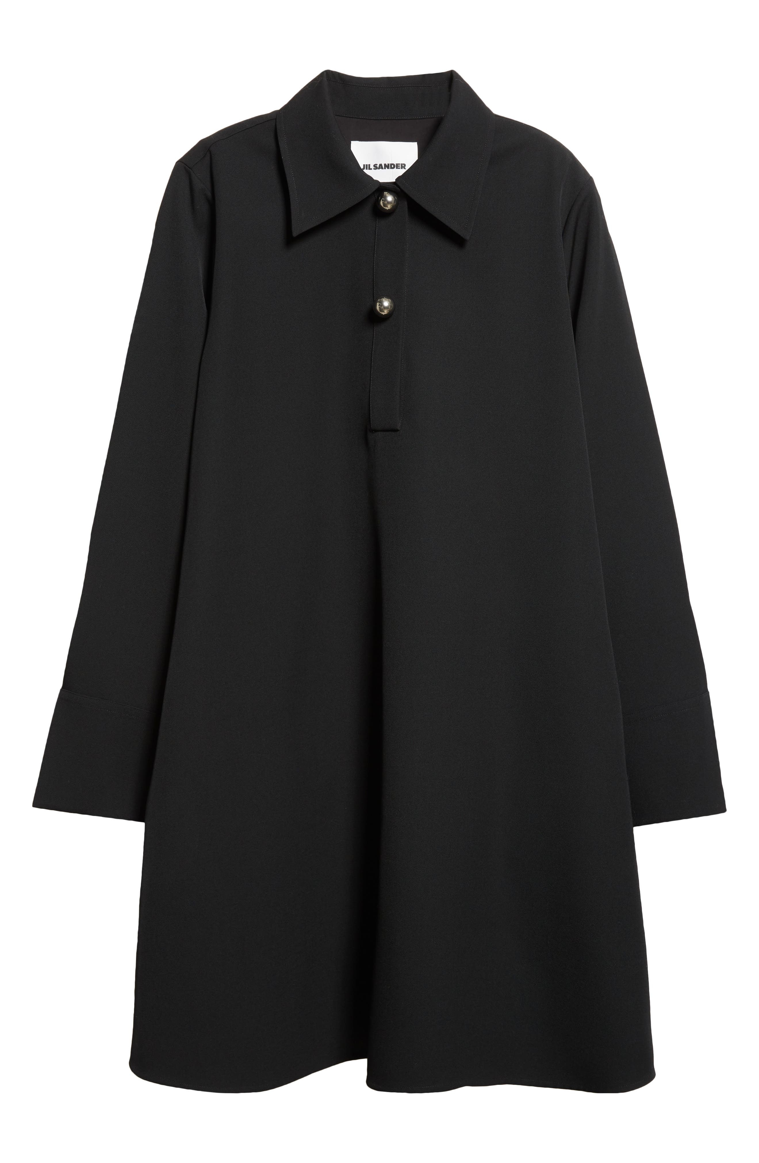 Jil Sander Long Sleeve Wool Polo Dress in Black at Nordstrom - 5