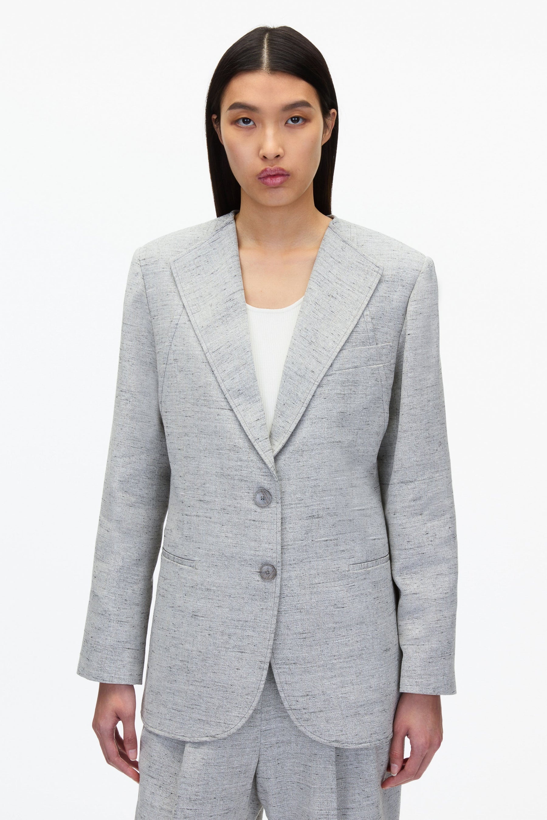 Collarless Relaxed Blazer - 2
