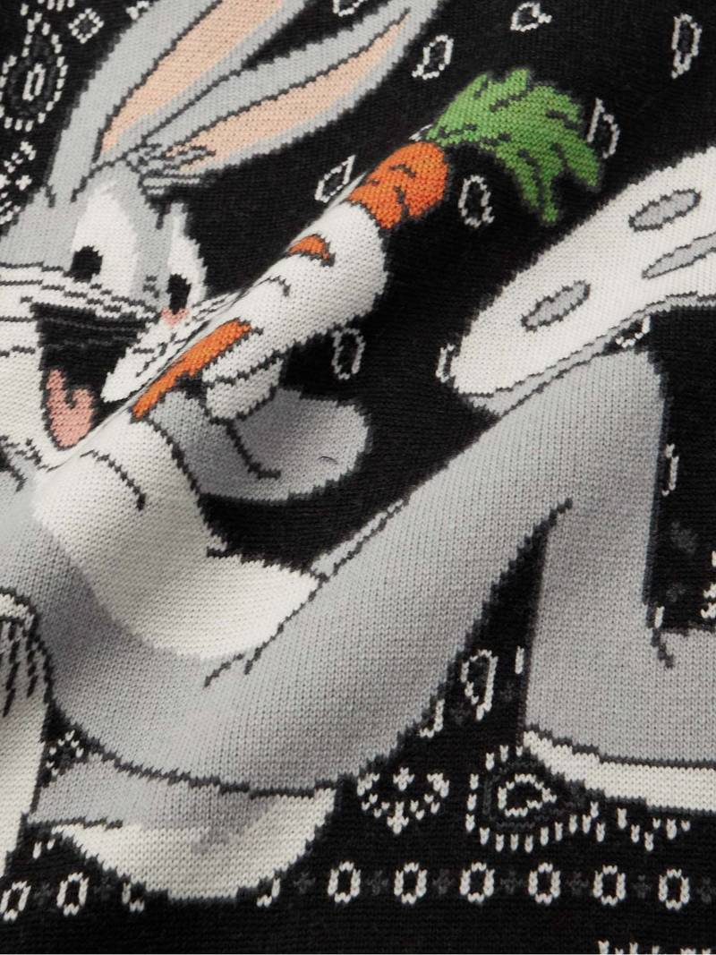 + Looney Tunes Fringed Wool-Jacquard Cardigan 3