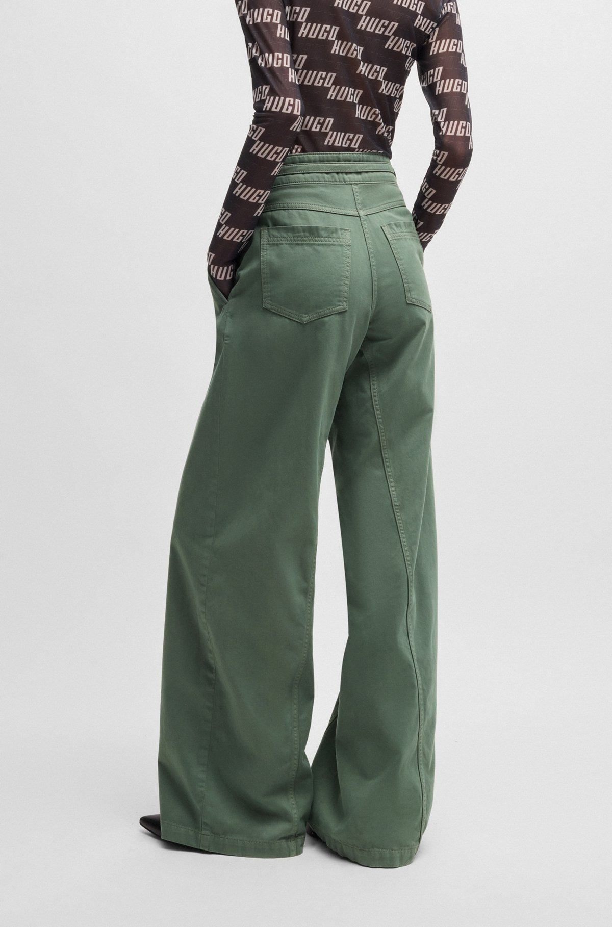REGULAR-FIT WIDE-LEG TROUSERS IN COTTON TWILL - 4