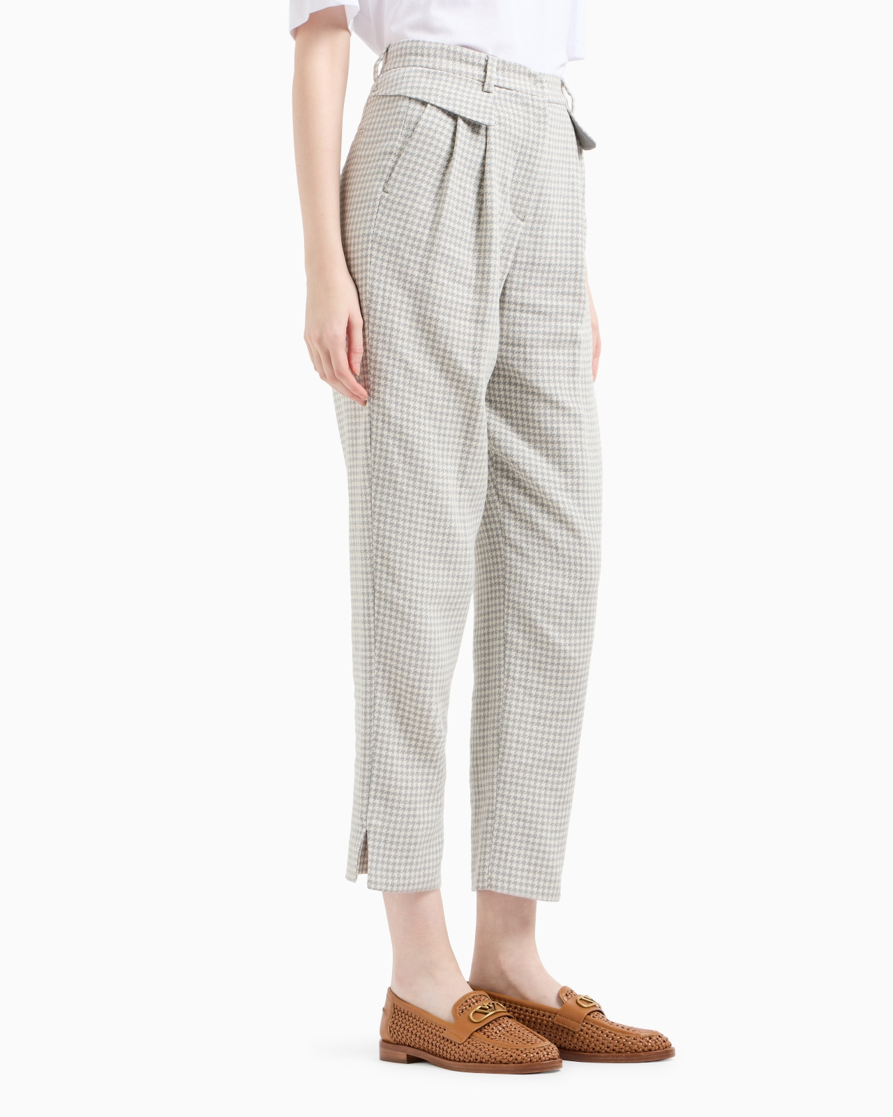 ICON JACQUARD TROUSERS WITH PLEATS AND A HOUNDSTOOTH MOTIF - 4