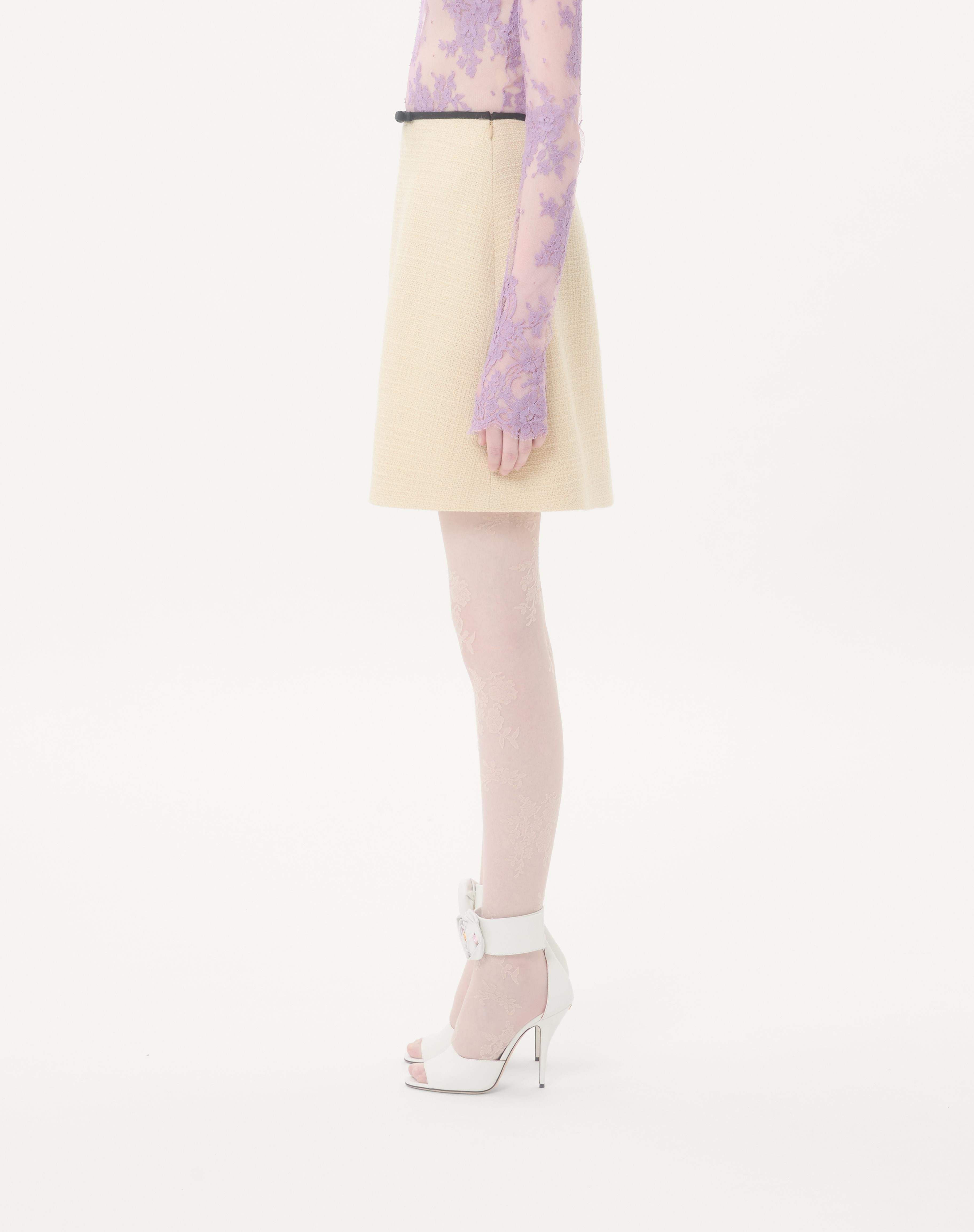 PLAIN WOOL TWEED SKIRT - 4