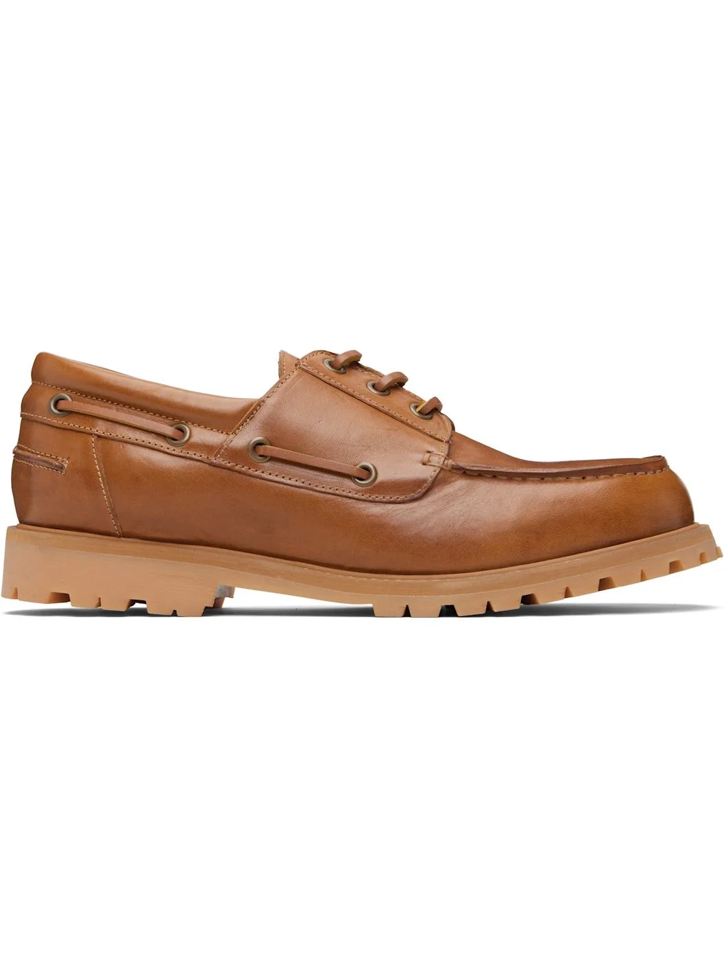 Tan Guston Leather Boat Shoes - 1