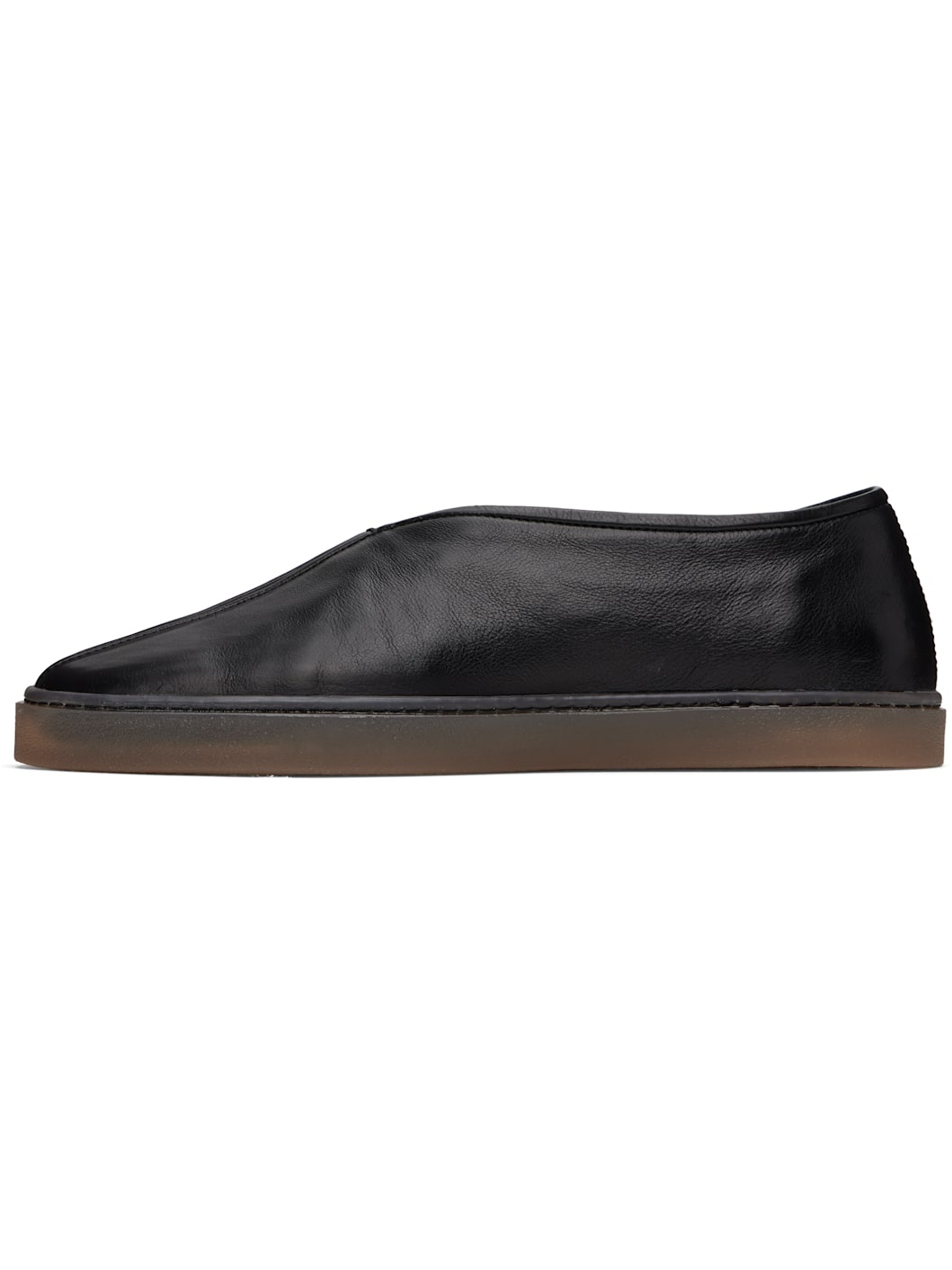 Black Linoleum Piped Loafers - 3