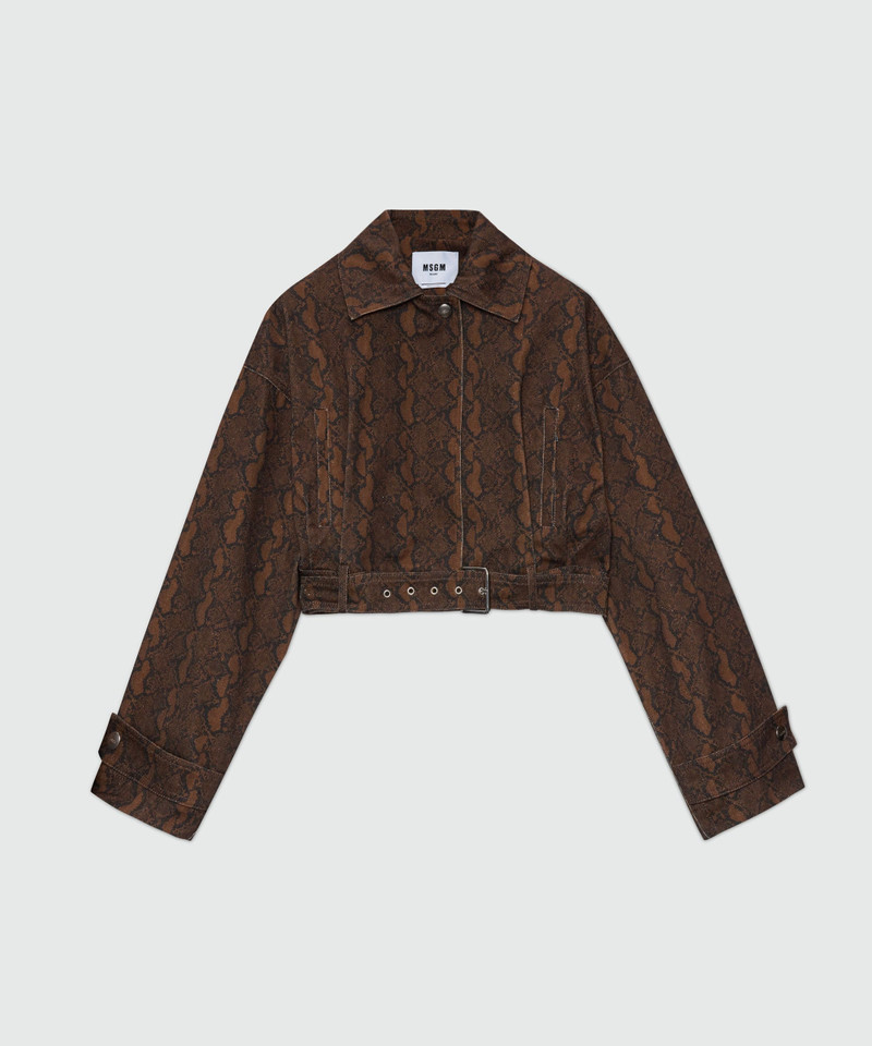 Python print gabardine cropped jacket. 1
