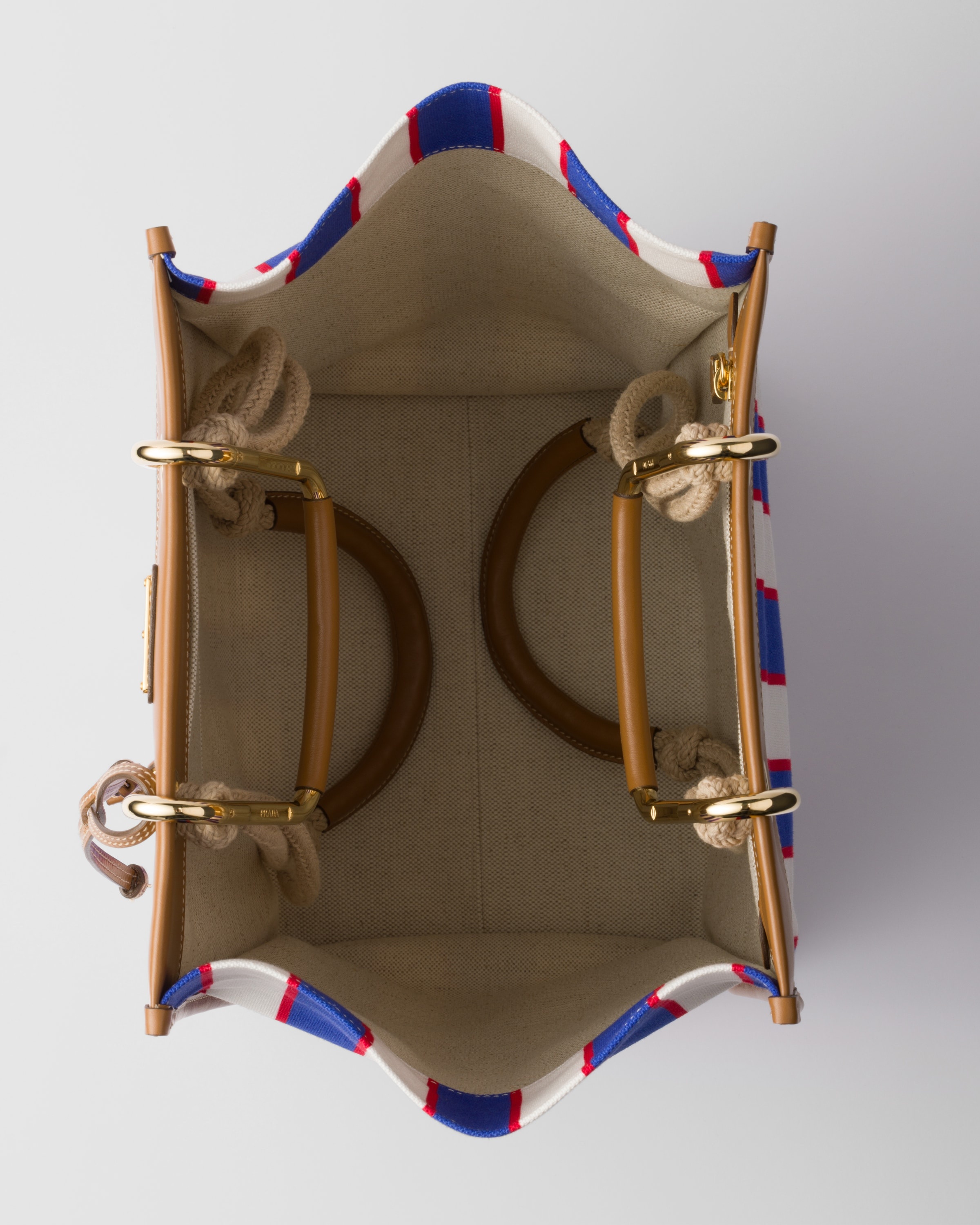 Large printed canvas and leather tote bag - 4