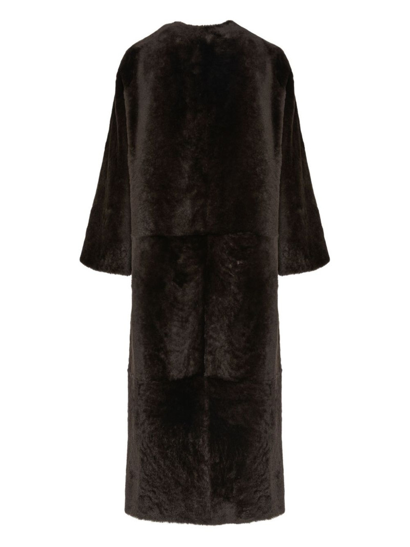 draped shearling coat - 1