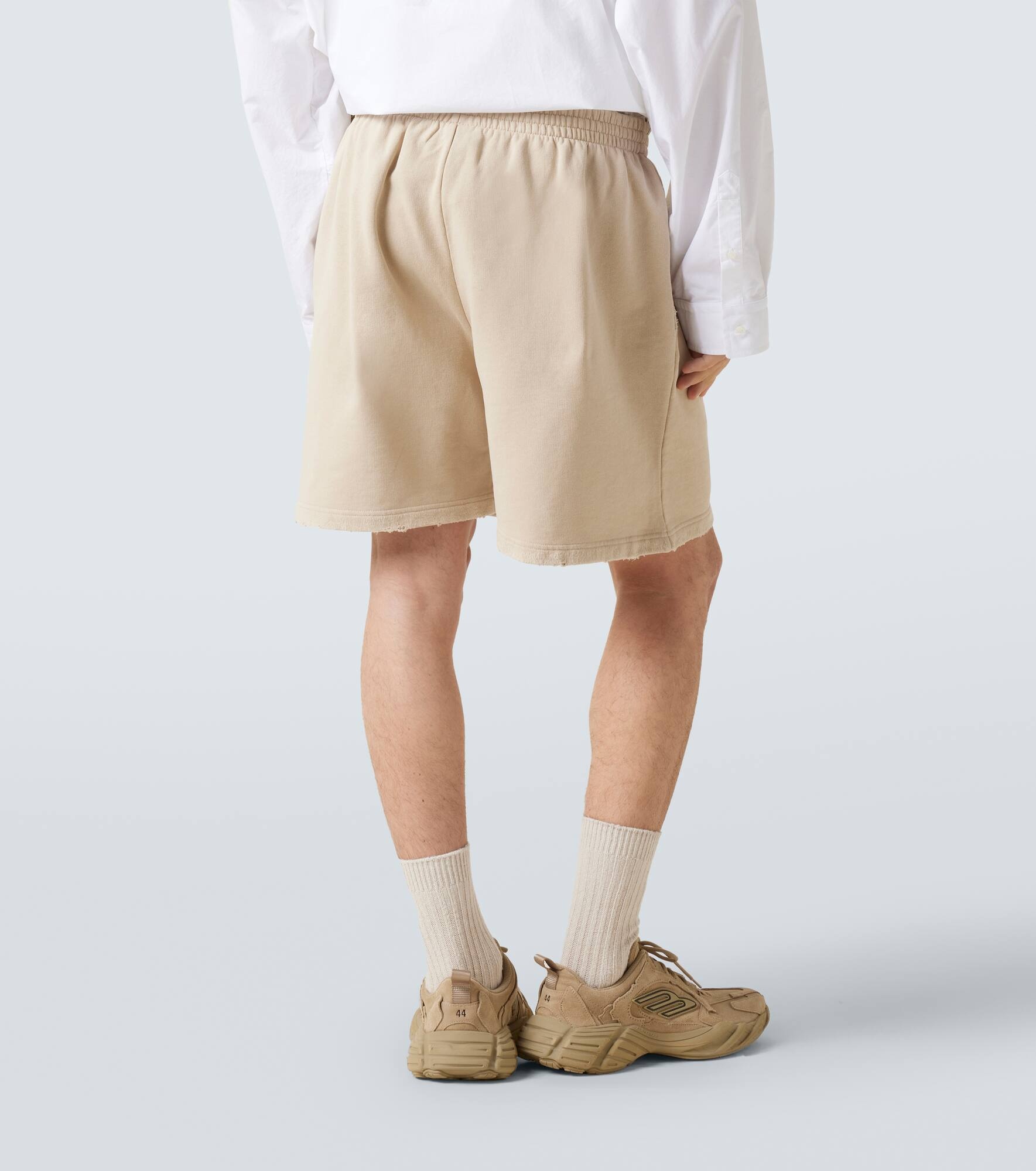 Back distressed logo cotton shorts - 4