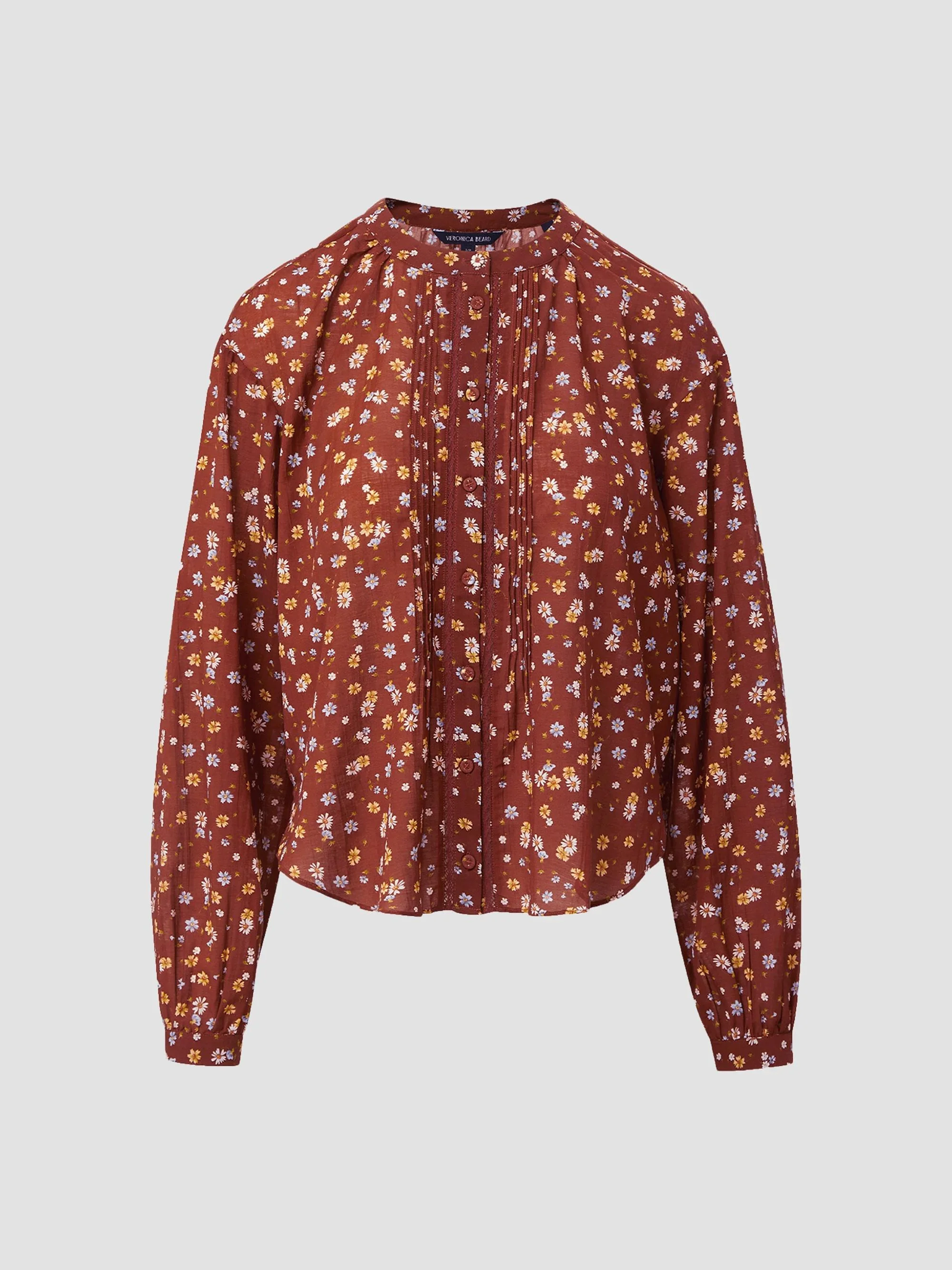 Women's Lollie Floral Pintuck Blouse - Rust Multi - 1