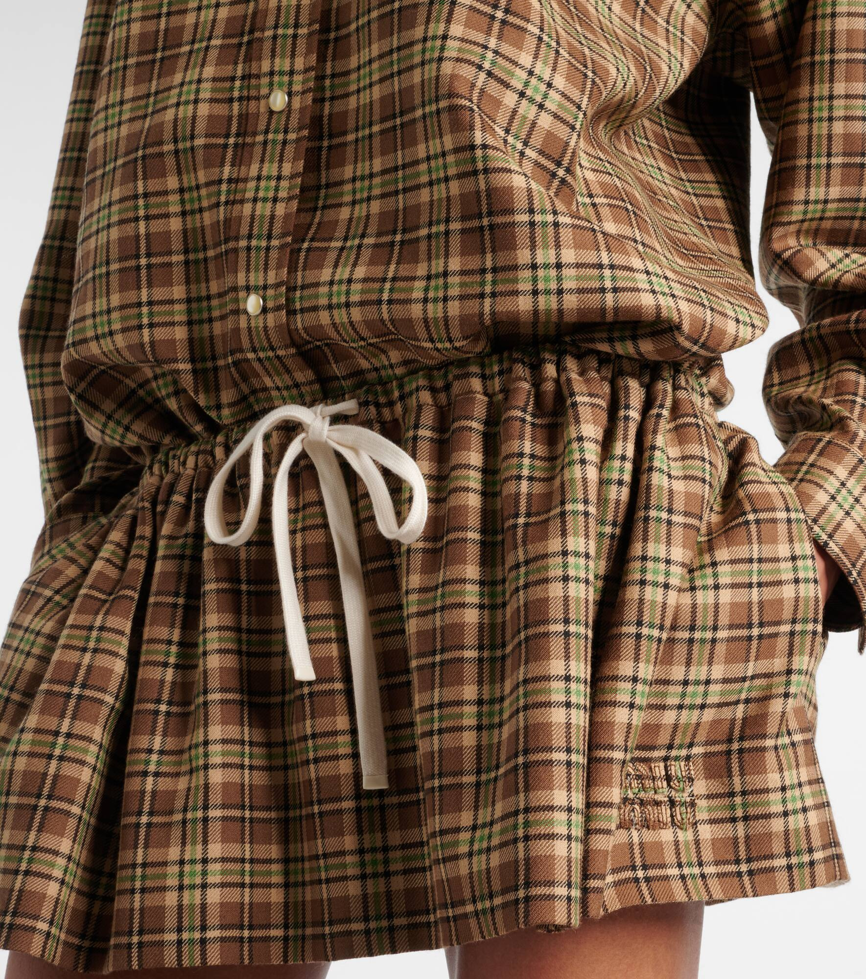 Plaid virgin wool miniskirt - 4