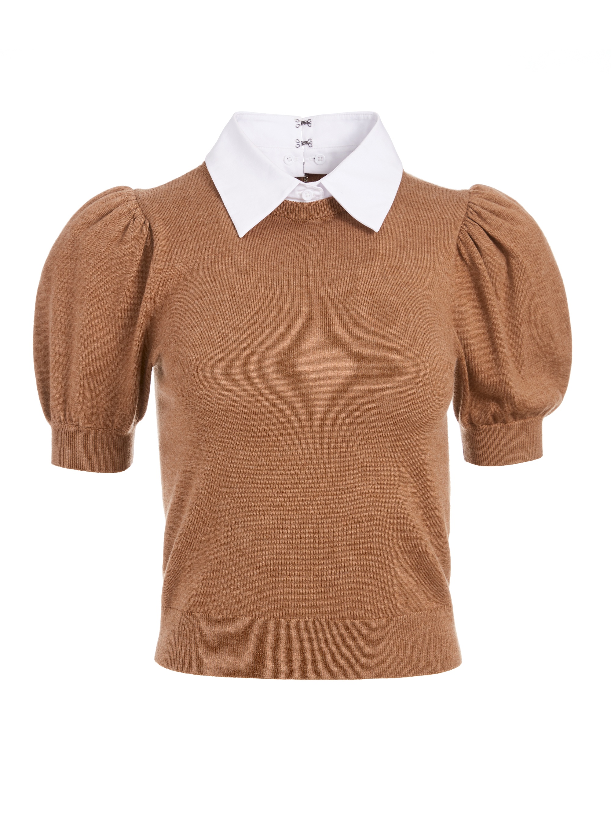 CHASE PUFF SLEEVE SWEATER WITH COLLAR - 1