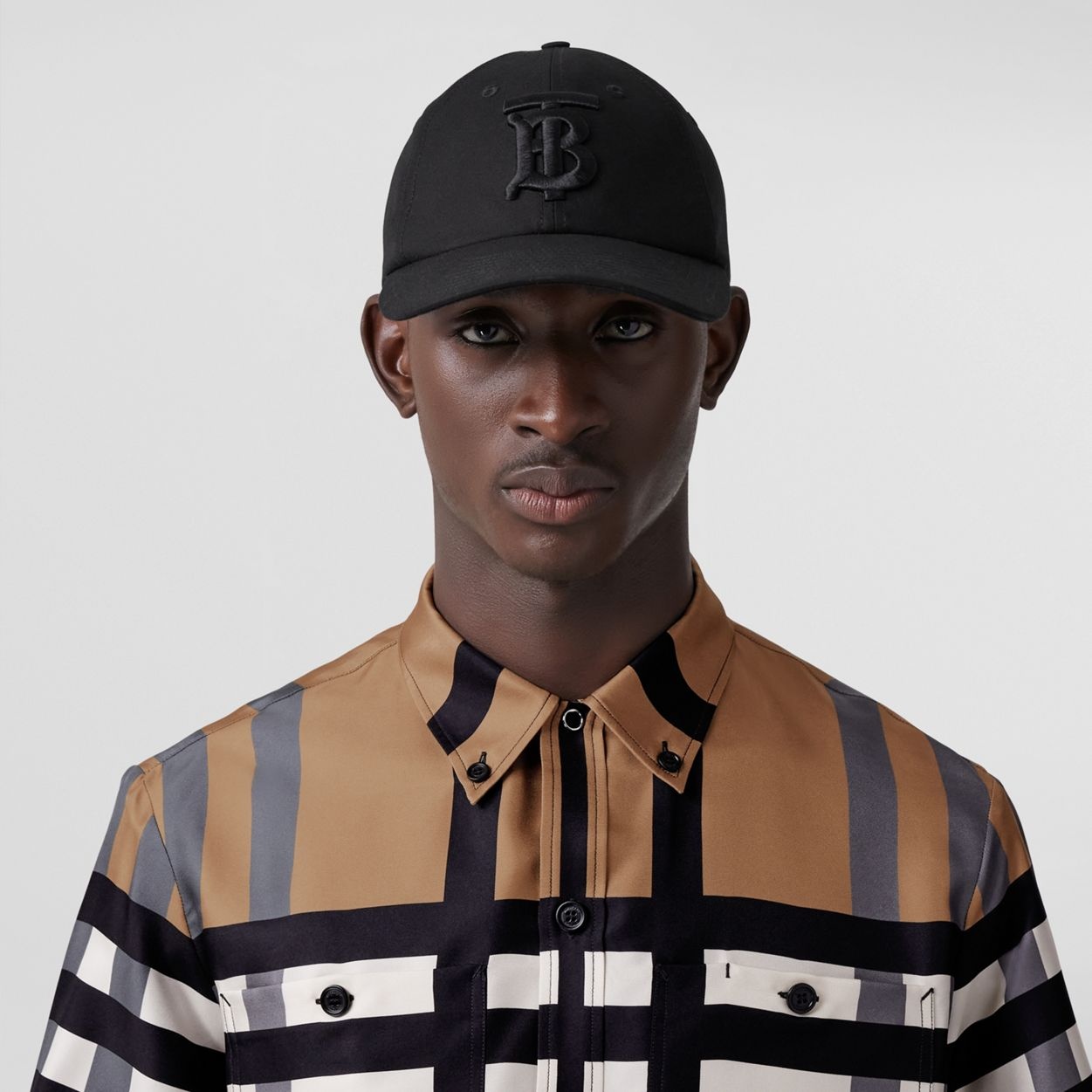 Short-sleeve Sliced Check Print Silk Shirt - 3