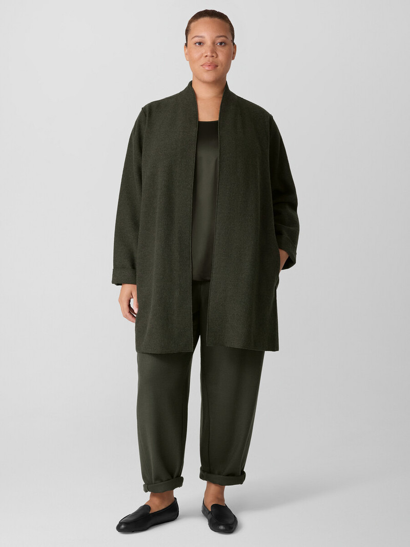 Lightweight Boiled Wool High Collar Jacket in Regenerative Wool 6