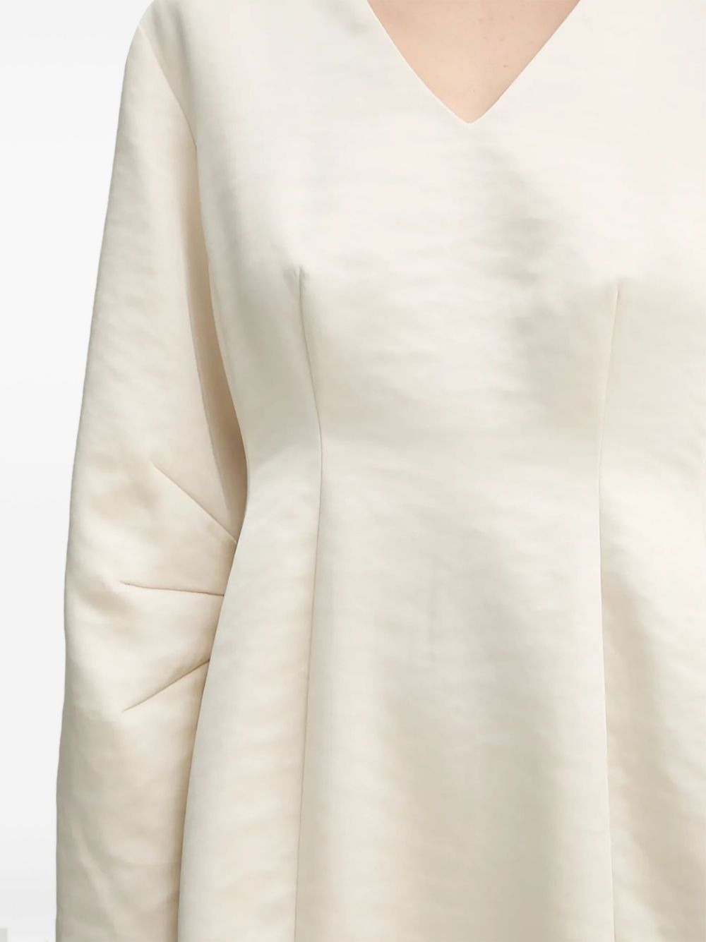 v-neck pleated dress - 5