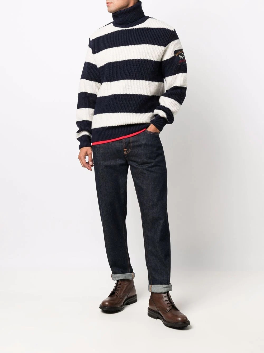 ribbed knit stripe jumper - 2