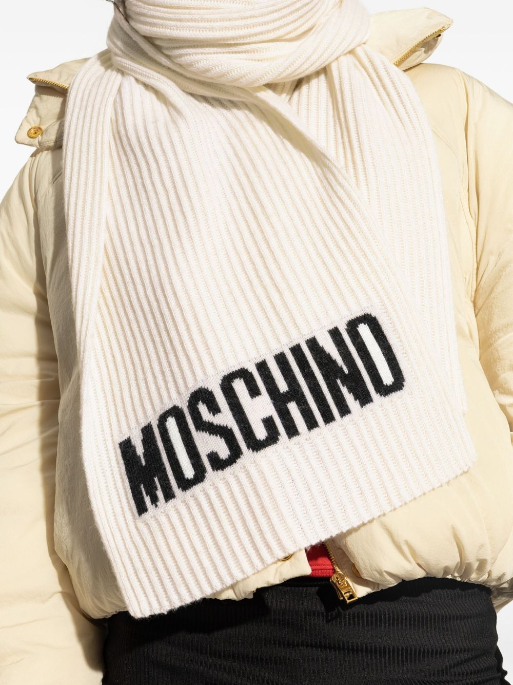 ribbed logo scarf - 4