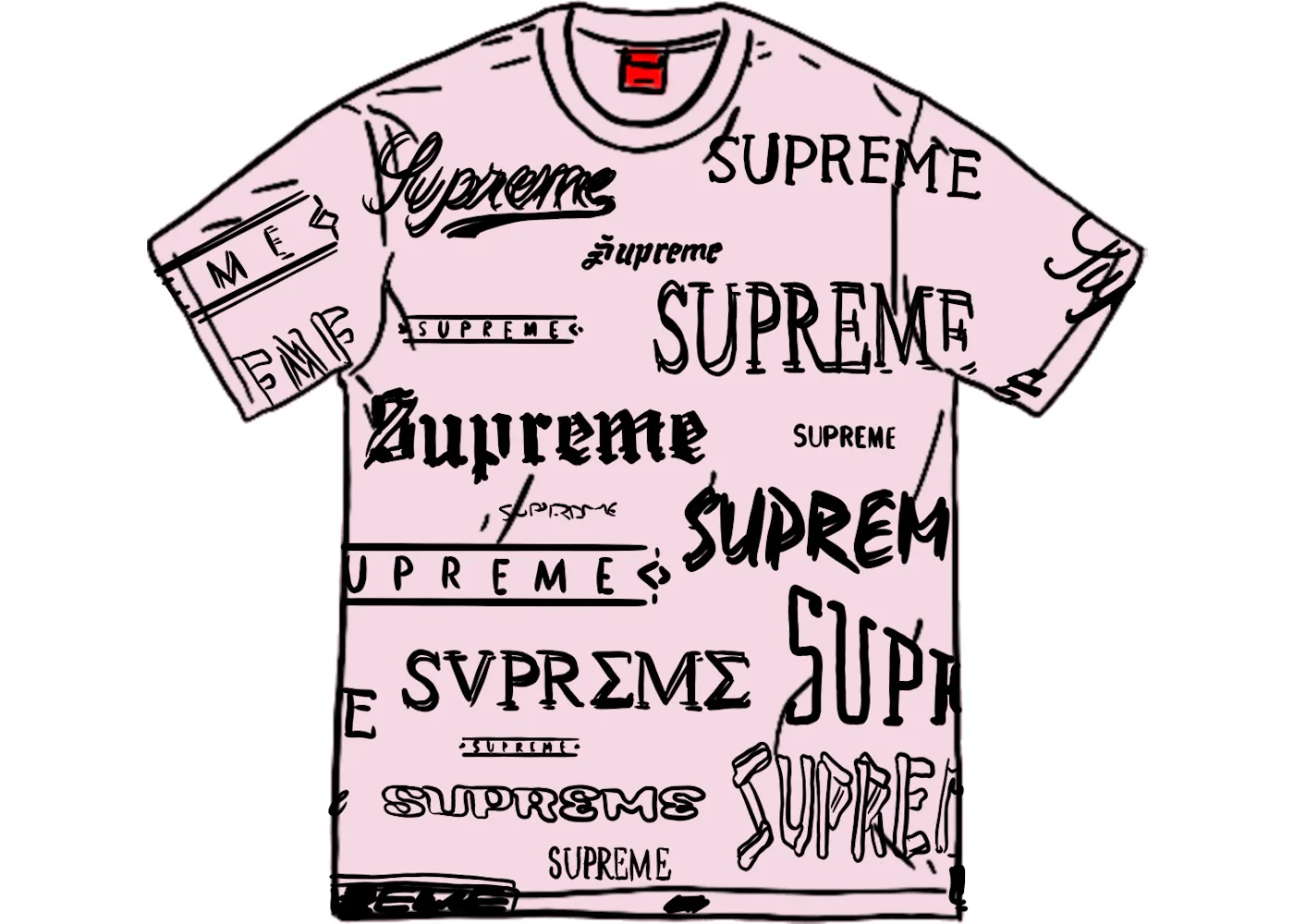 Supreme Multi Logo Tee Light Pink - 1