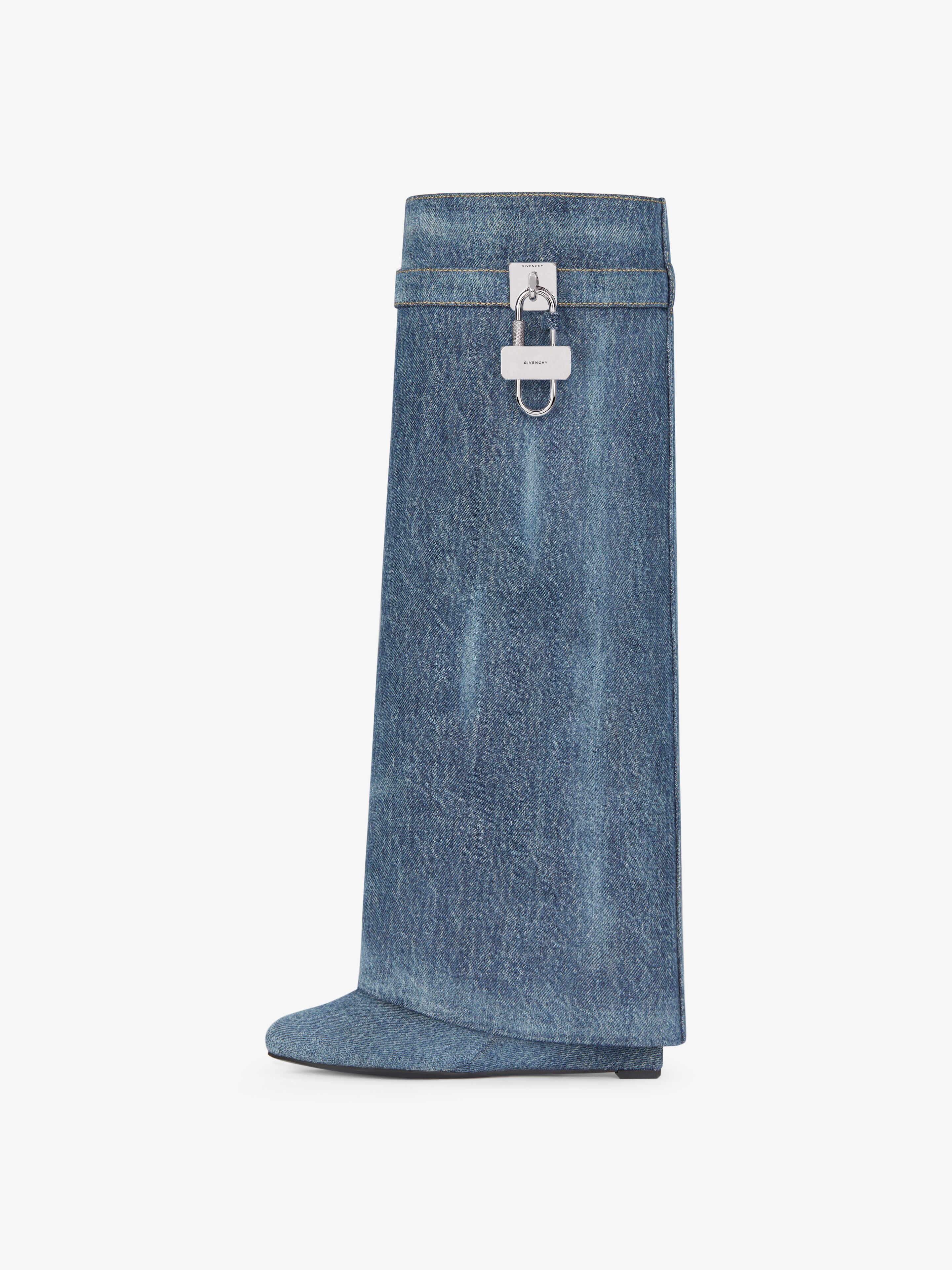 SHARK LOCK BOOTS IN WASHED DENIM - 4