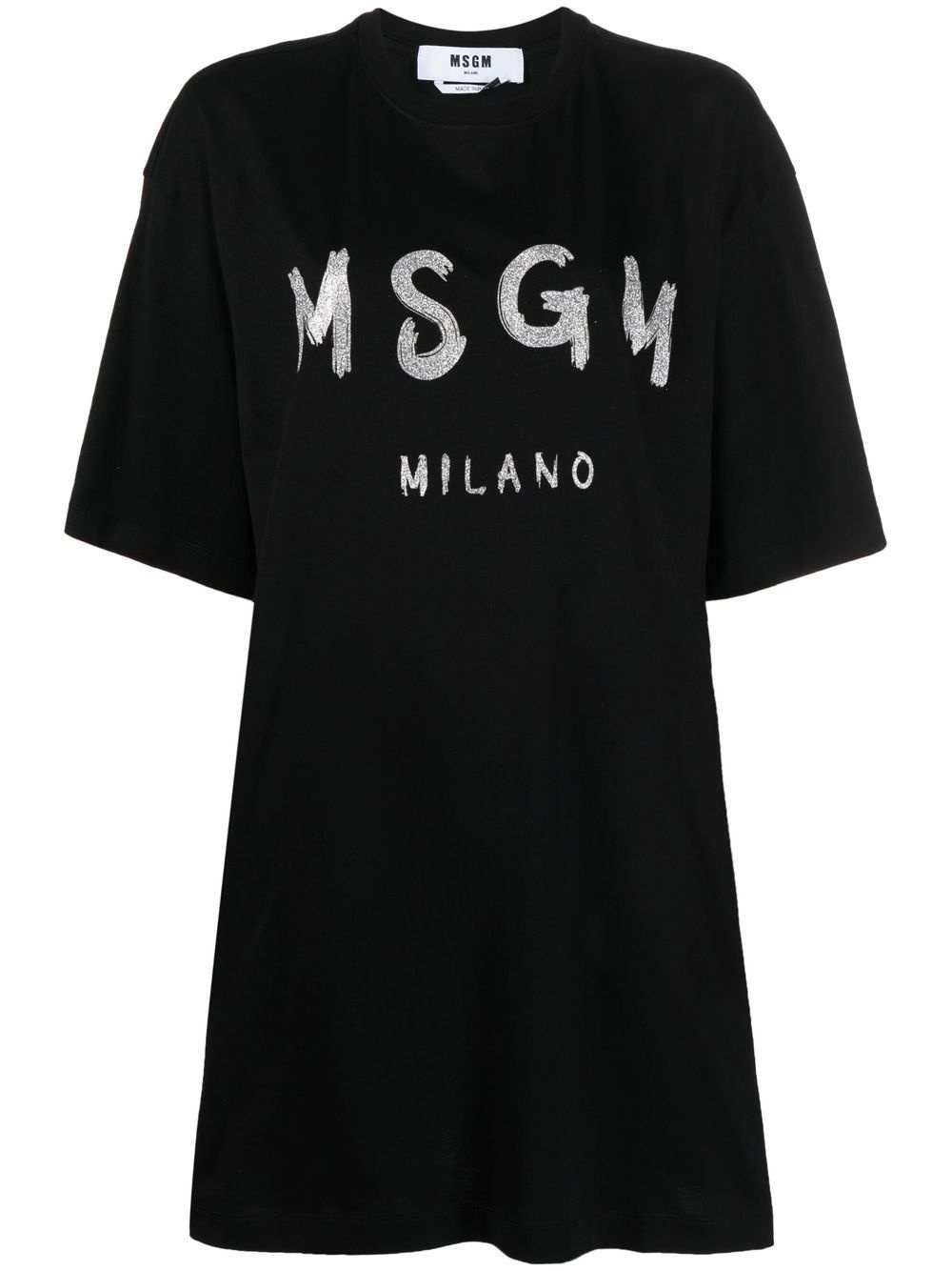 logo-print glitter T-shirt dress - 1