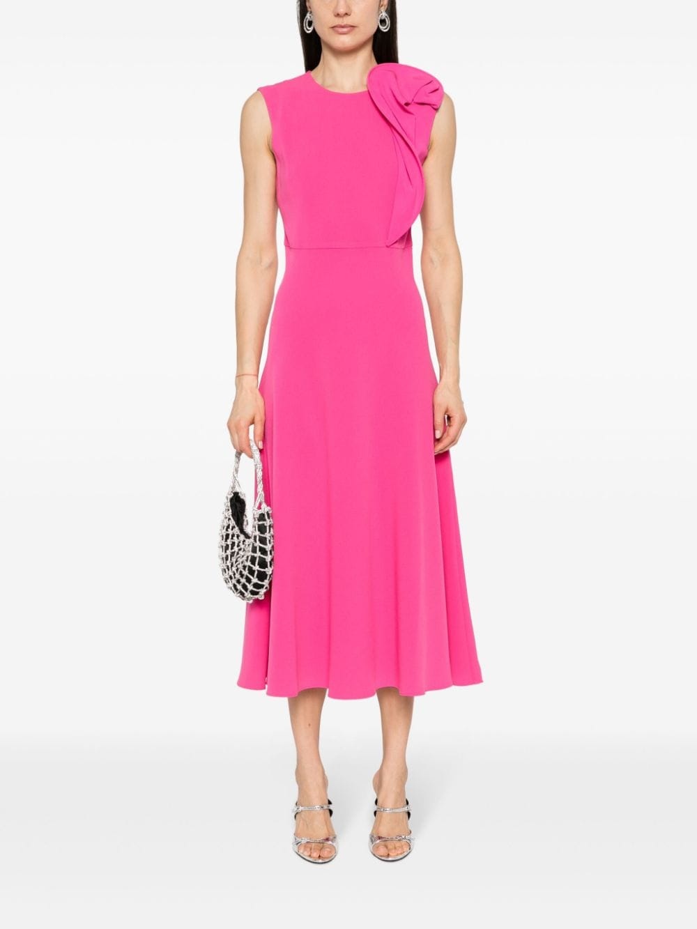 floral-appliquÃ© crepe midi dress - 2