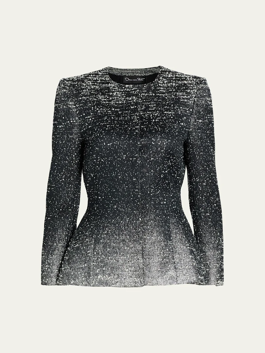 Ombre Metallic Boucle Jacquard Single-Breasted Jacket - 1
