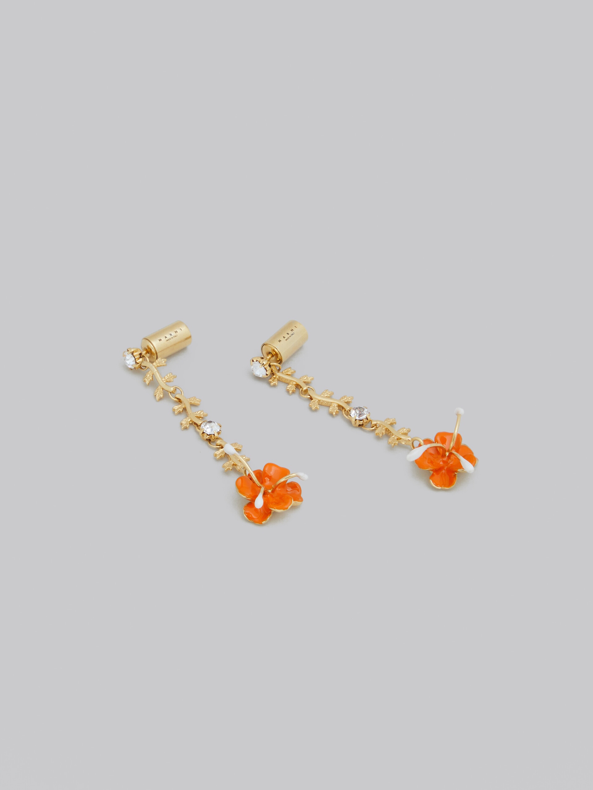 ENAMELLED METAL FLOWER DROP EARRINGS - 4