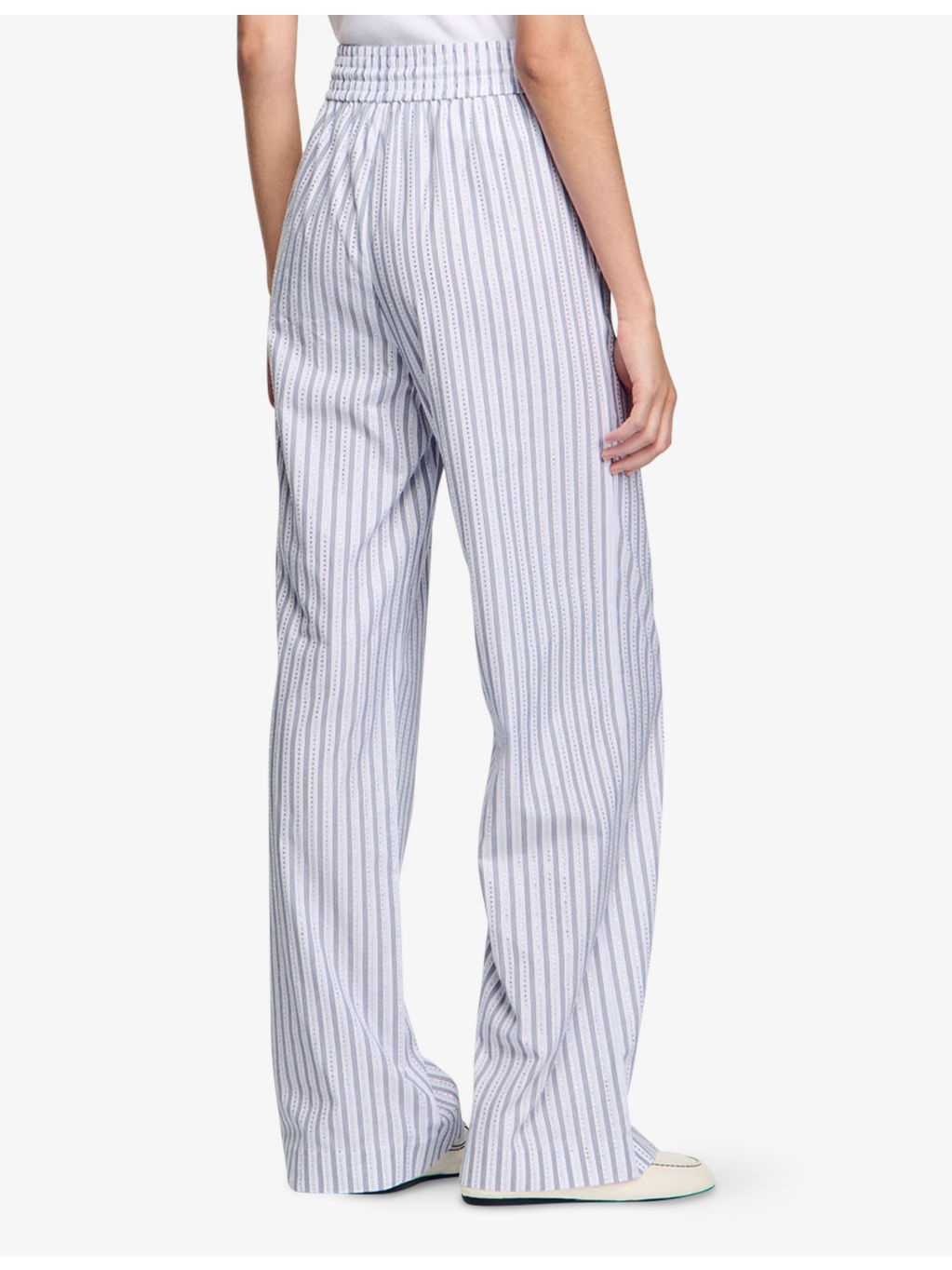 Striped Drawstring-Waist Cotton Trousers - 4