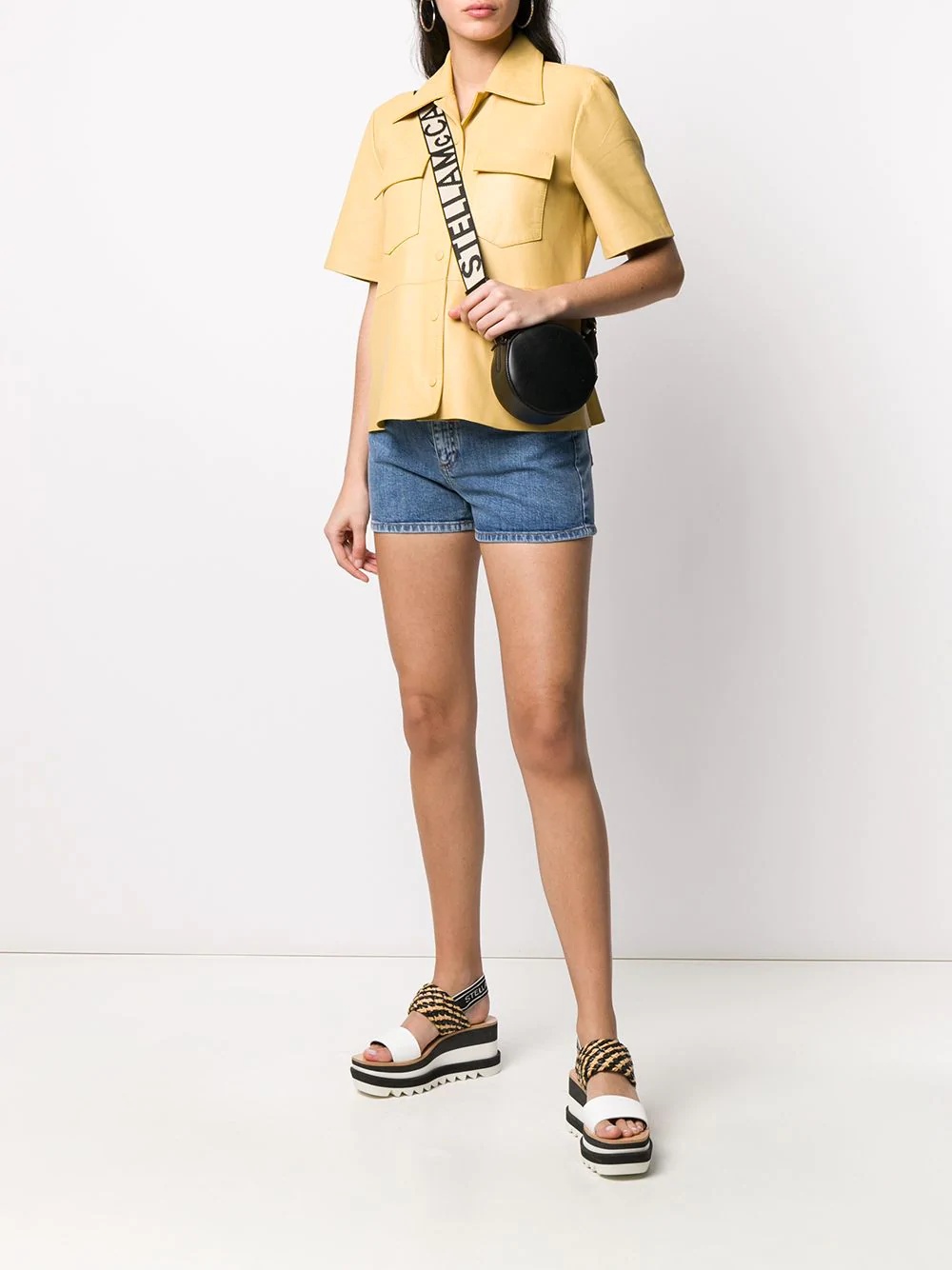 logo belt denim shorts - 2