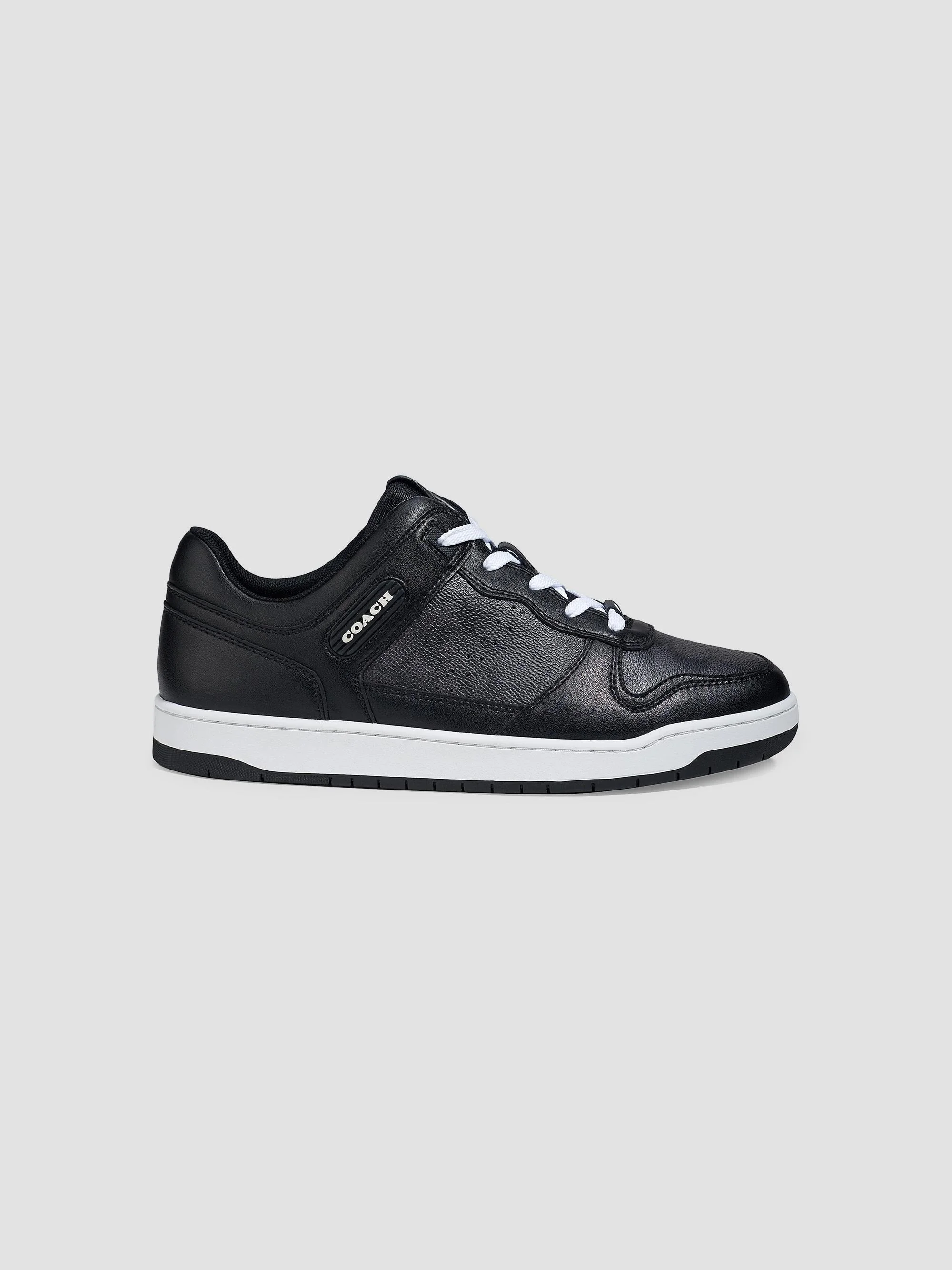 Men's Signature Leather Monogrammed Sneakers - Black - 1