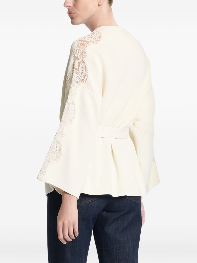 ELIE SAAB lace-paneled belted jacket outlook