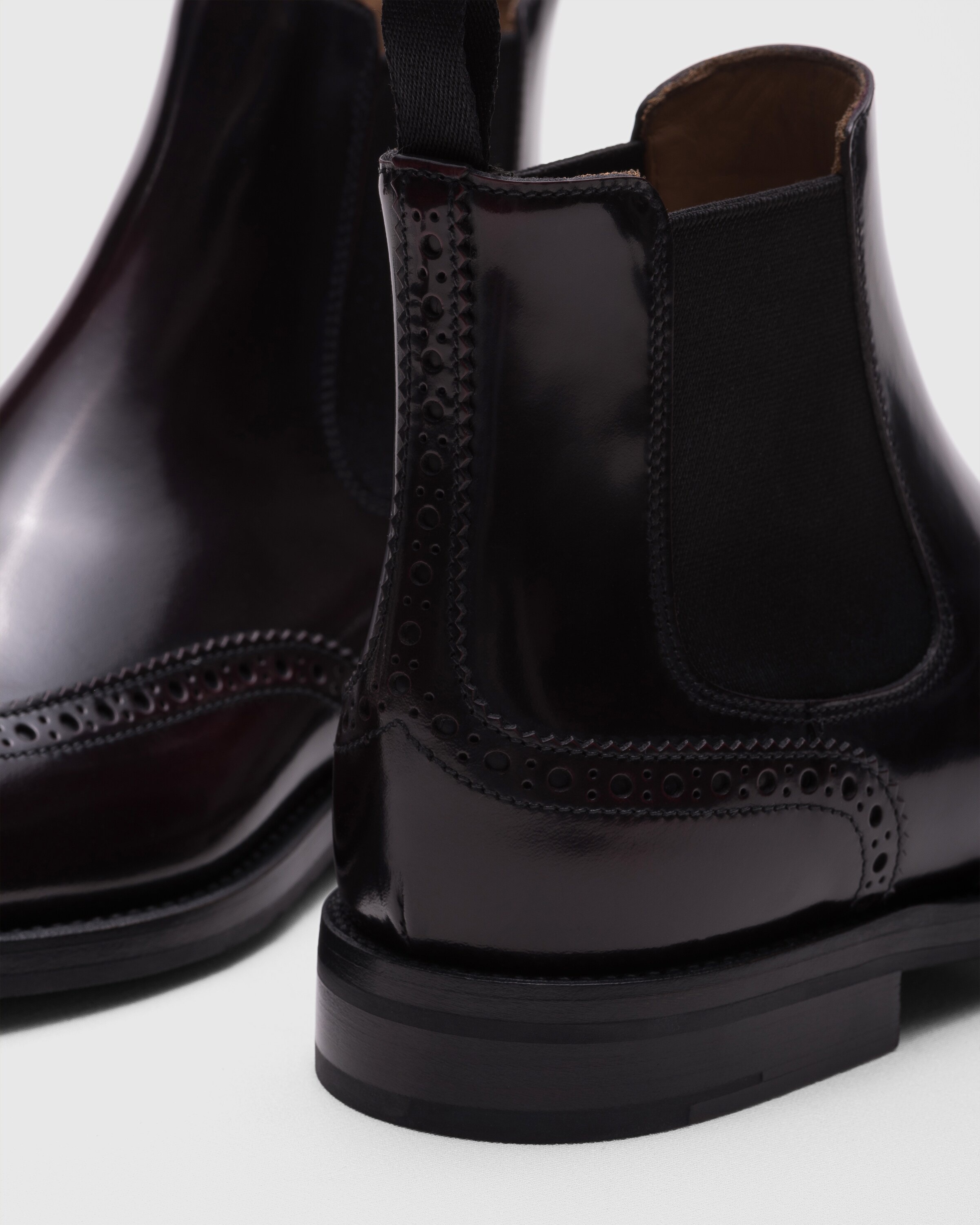 Polished Fumé Brogue Chelsea Boot - 3