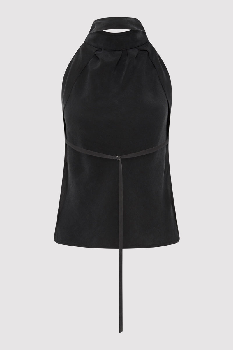 Bias Scarf Top - Black - 7