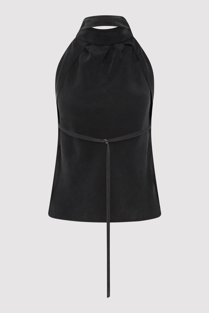 ST. AGNI Bias Scarf Top - Black outlook