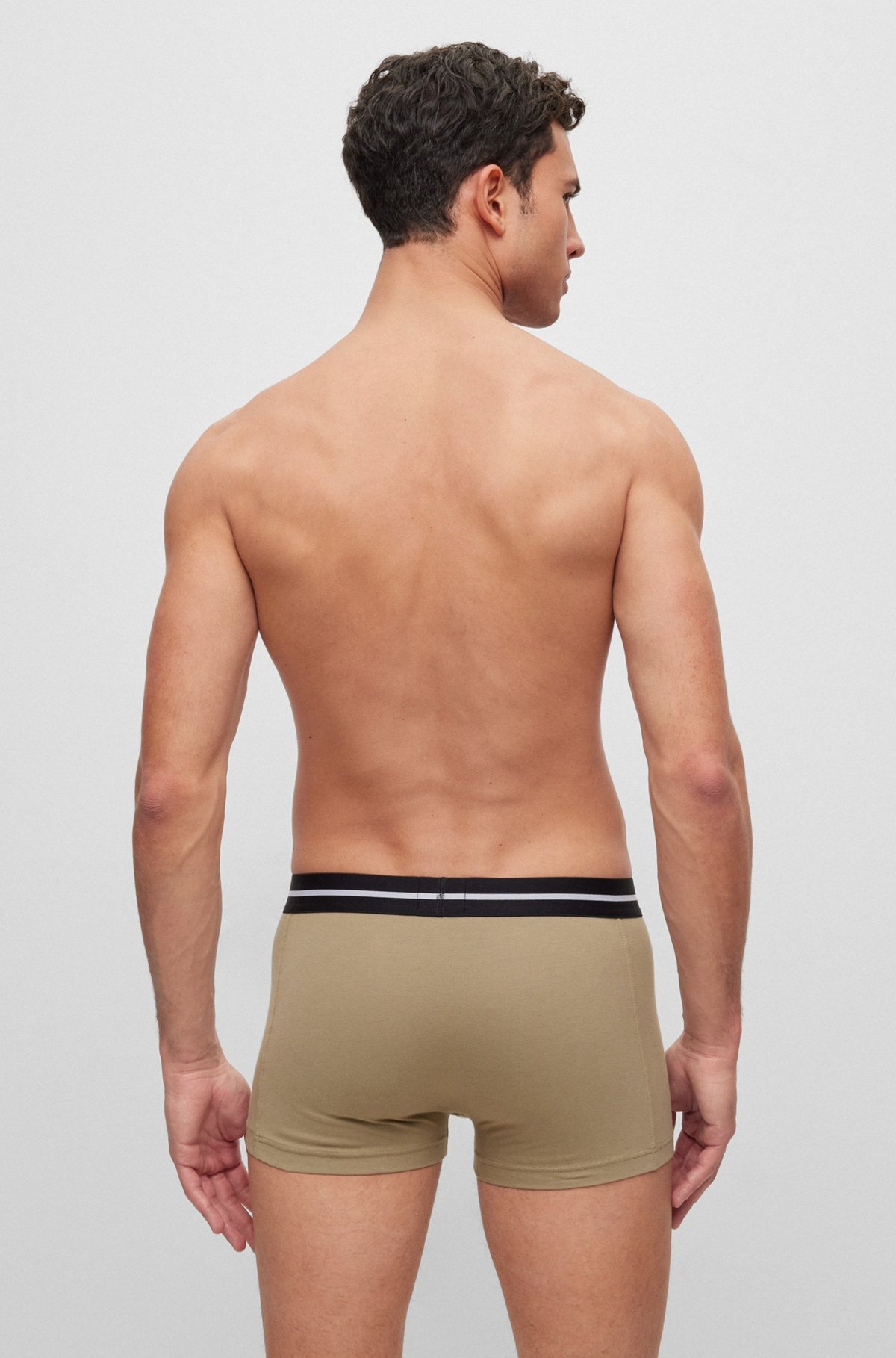 THREE PACK OF STRETCH-COTTON TRUNKS WITH LOGO WAISTBANDS - 3