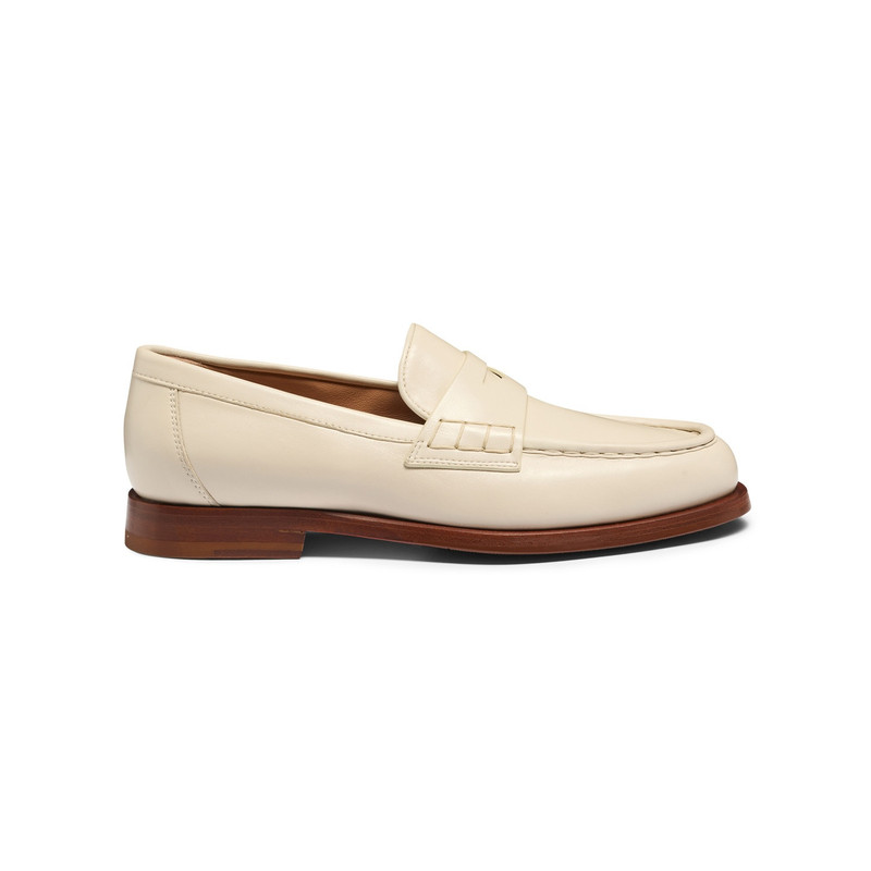 Women’s white leather penny loafer 1