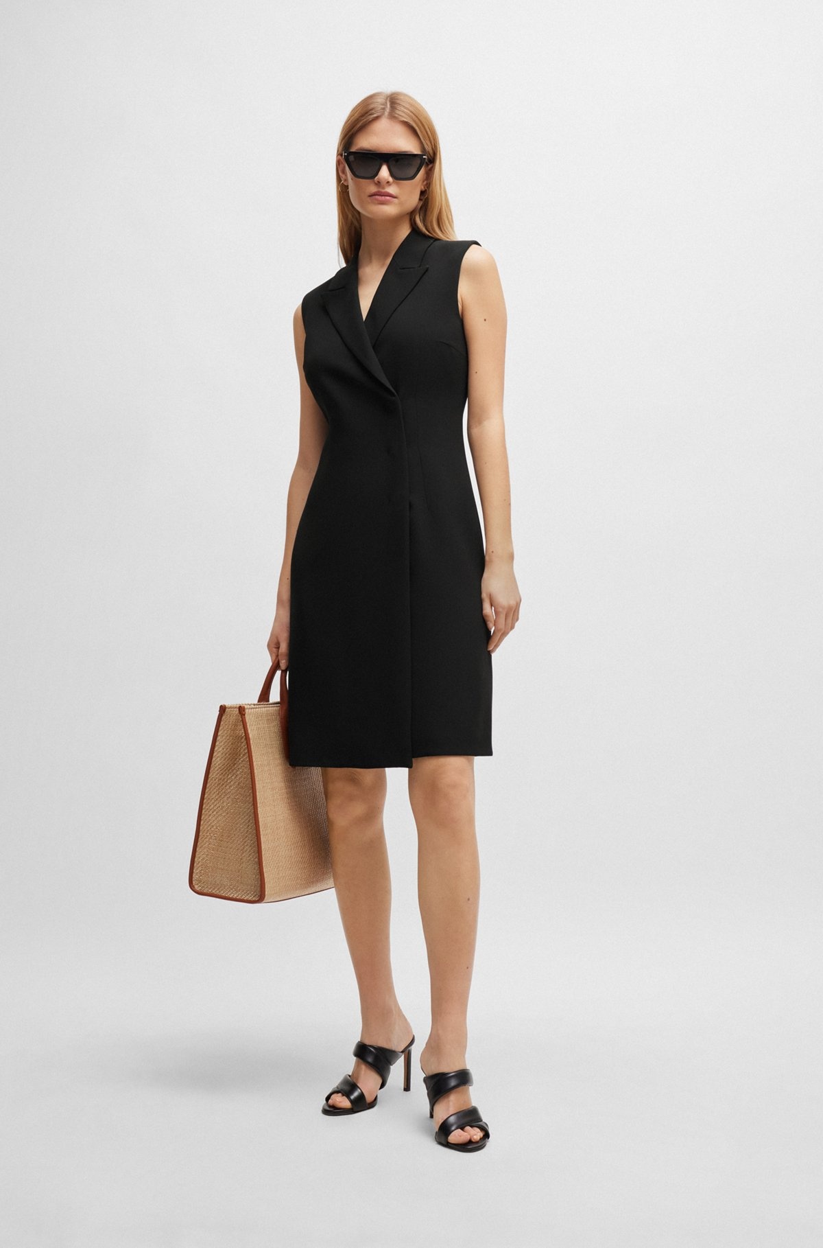 BLAZER-STYLE SLEEVELESS DRESS WITH CONCEALED CLOSURE - 2