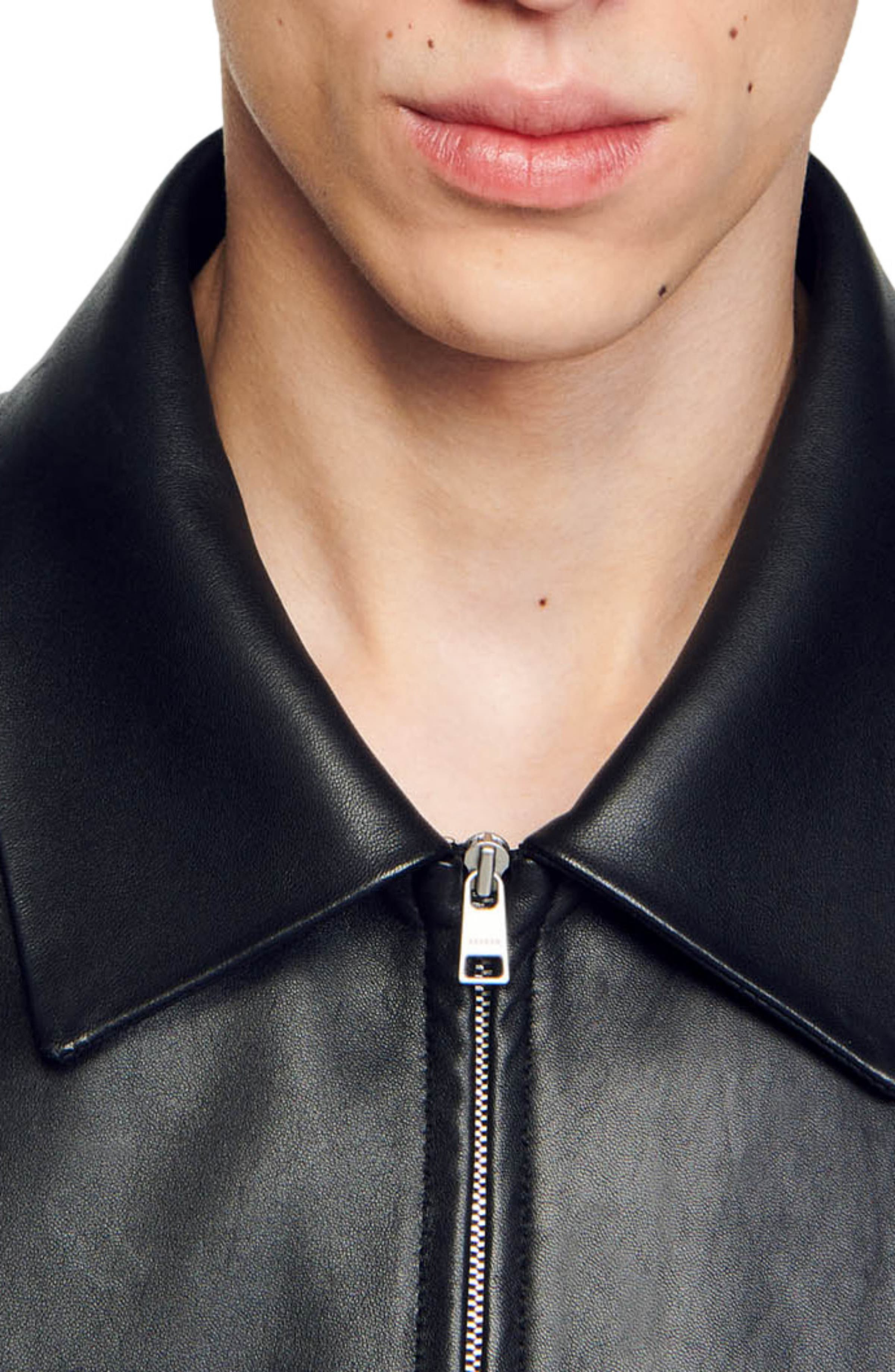 SANDRO Lambskin jacket in Black at Nordstrom - 3