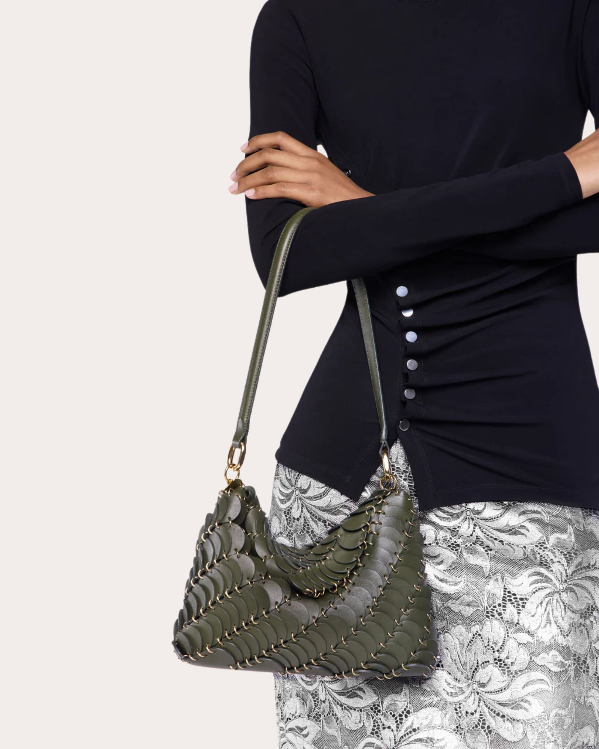 Leather Paillette Paco Shoulder Bag - 4