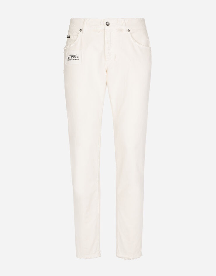 Regular-fit white denim jeans - 1