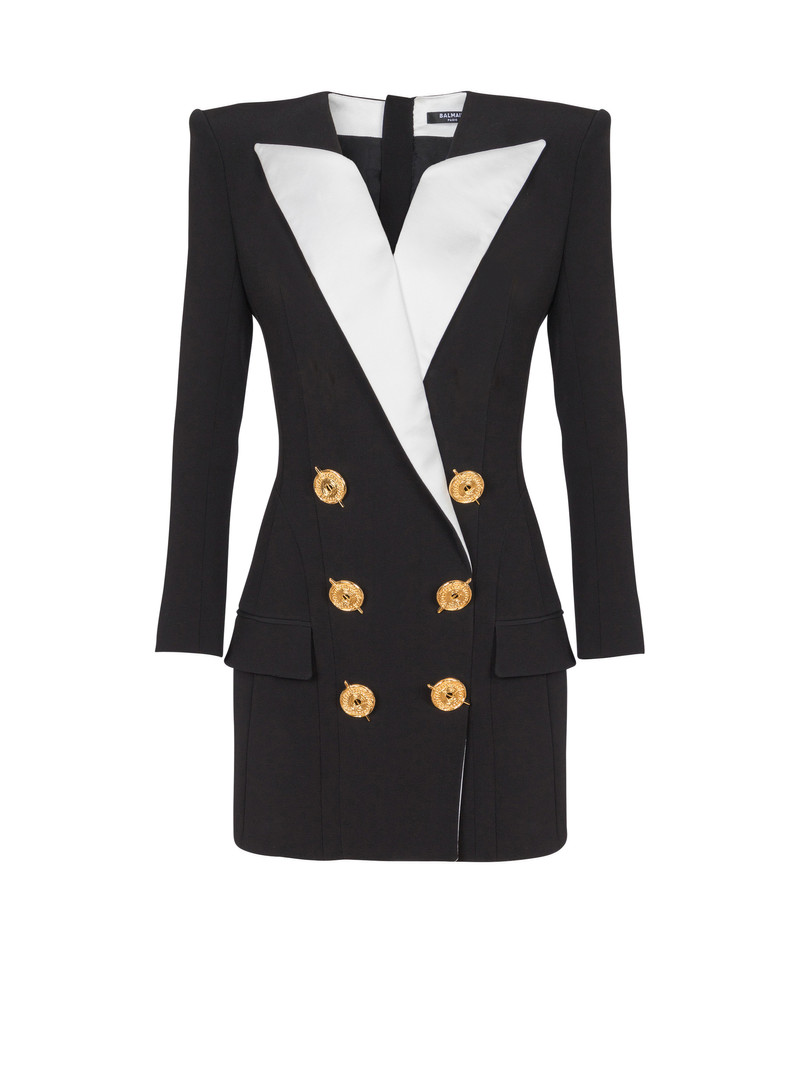 Short two-tone crepe dress 1