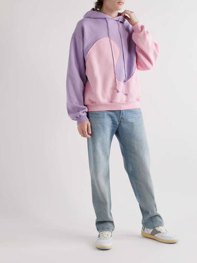 ERL Wave Panelled Cotton-Blend Jersey Hoodie outlook