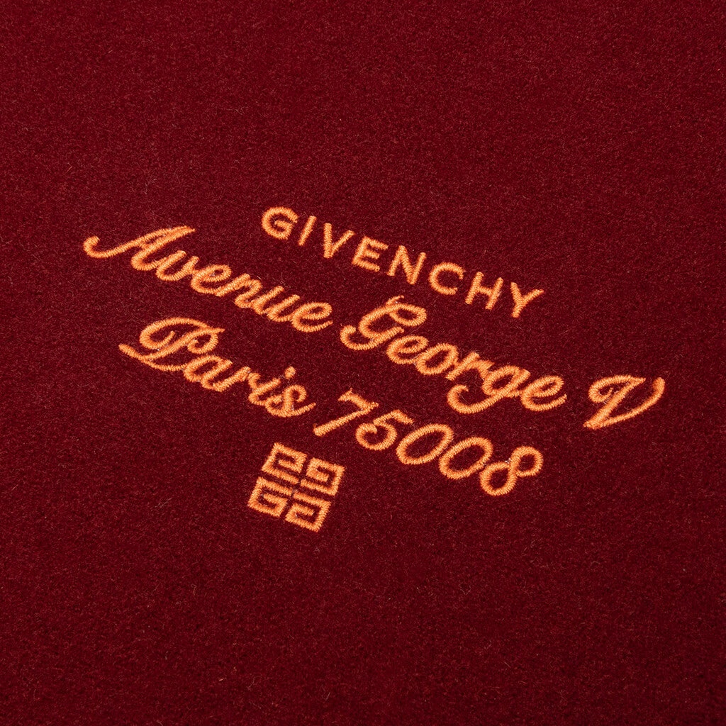 GIVENCHY MIX MATERIAL LEATHER BOMBER W/ EMBROIDERY - RED/BURGUNDY - 3
