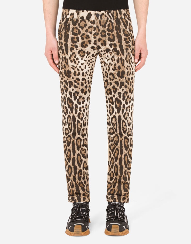 Leopard-print stretch cotton pants - 1