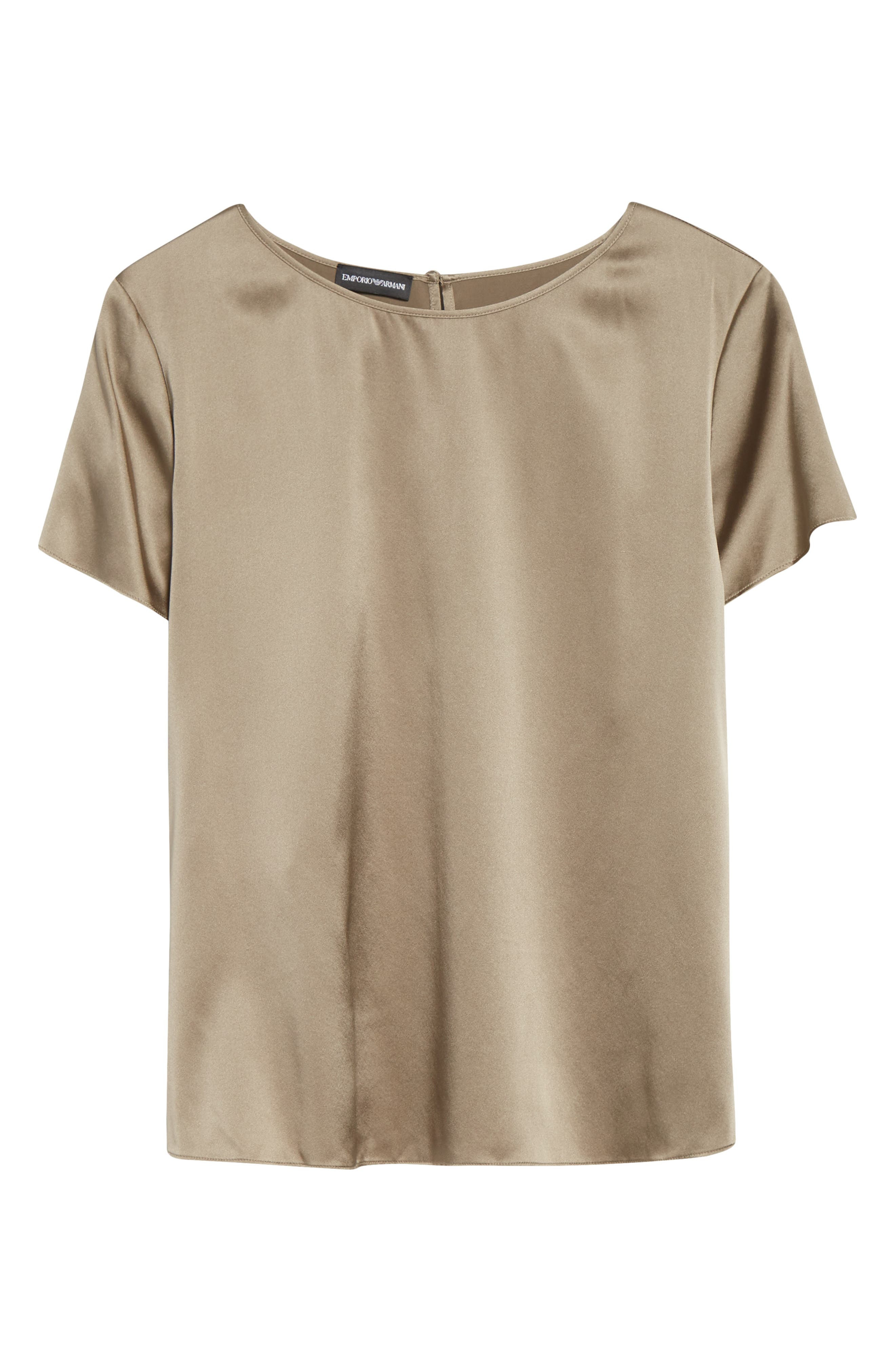 Emporio Armani Stretch Silk Satin Top in Sand at Nordstrom - 5