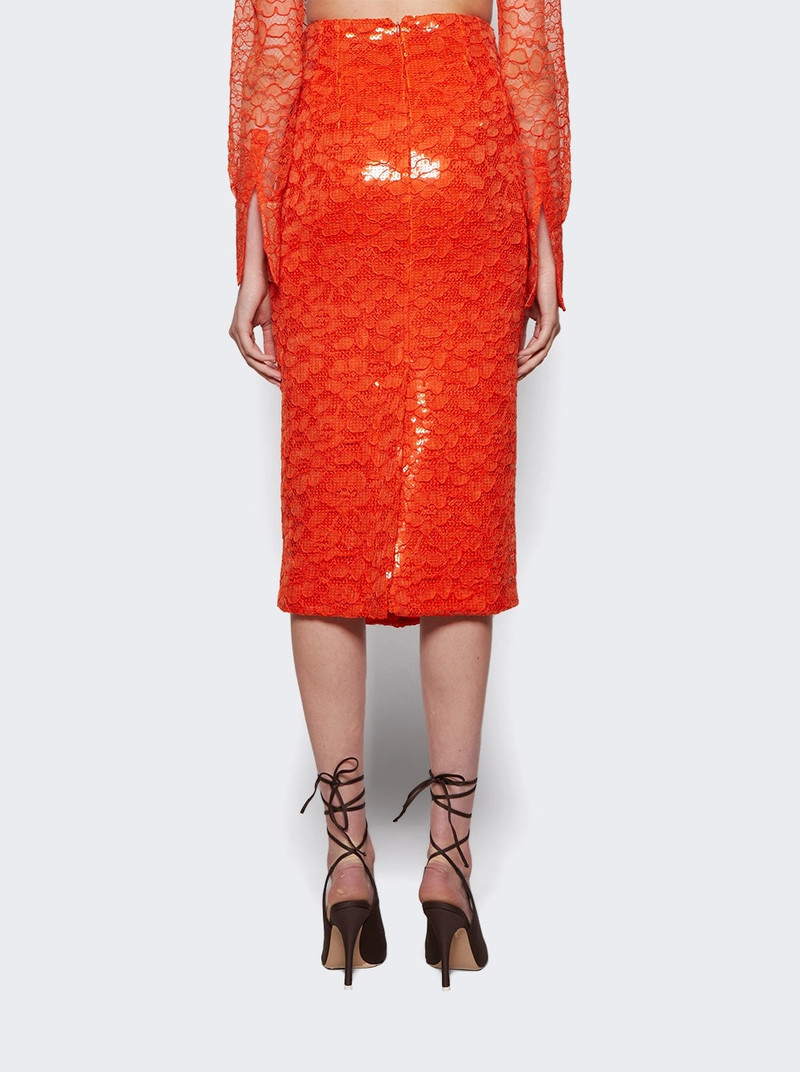 Sequin Lace Pencil Midi Skirt Orange 5