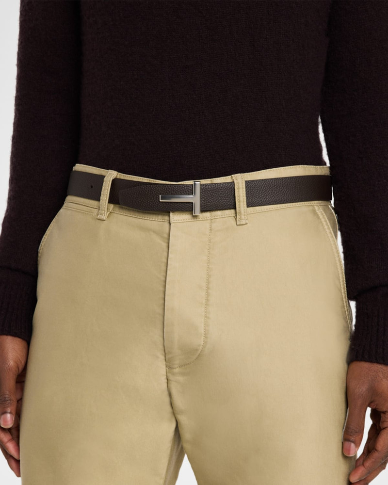 TOM FORD Men's Reversible T-Buckle Grained Leather Belt outlook
