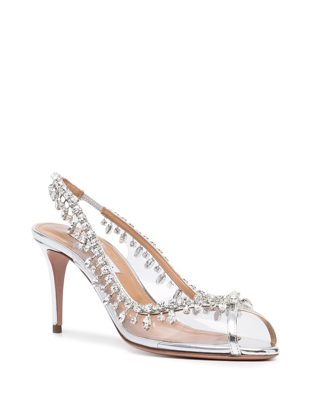 embellished-trim open-toe pumps - 2