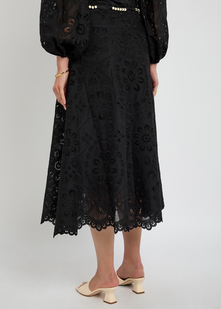 Zimmermann Rhiannon Embroidered Cotton Midi Skirt - 3